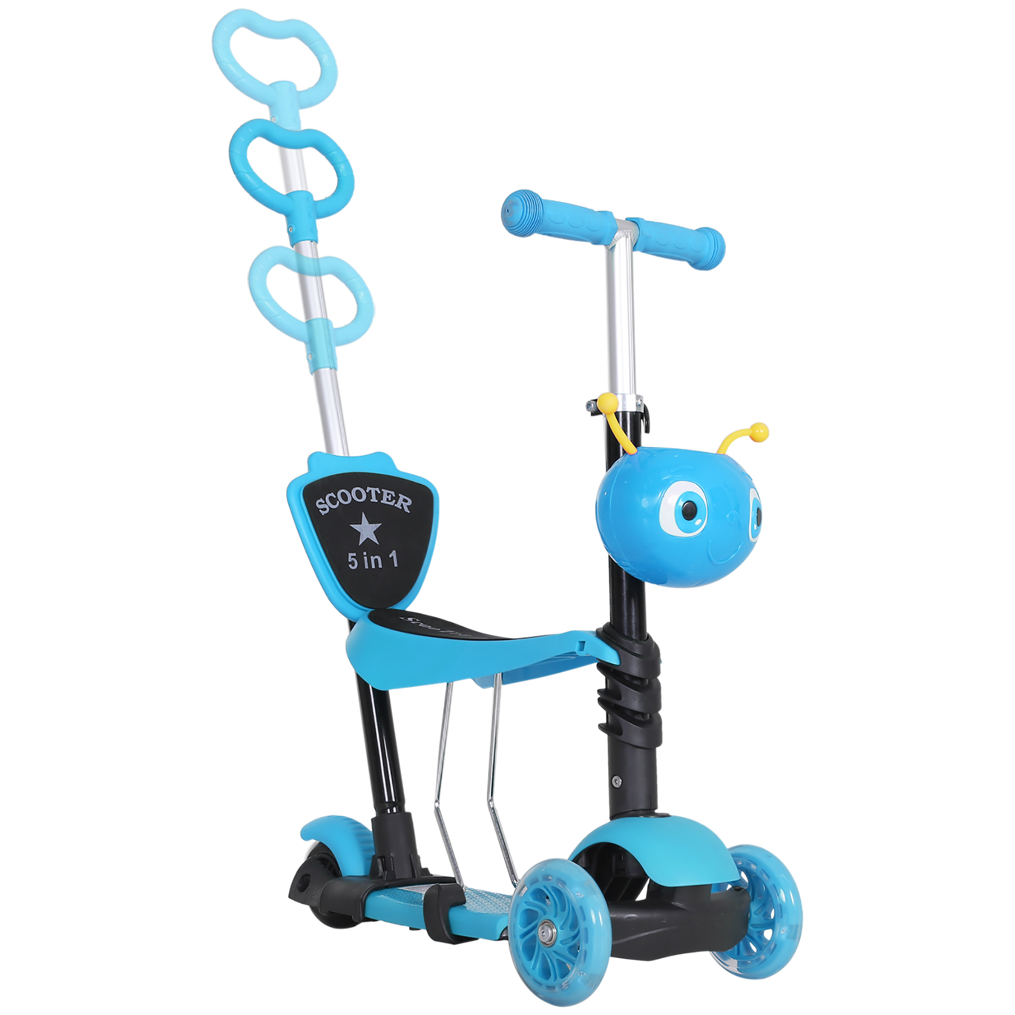 HOMCOM Scooter Tretroller Kinderroller Cityroller Kickboard Lenker Teleskoprohr höhenverstellbar Blau 62 x 25 x 72,5 cm   Aosom