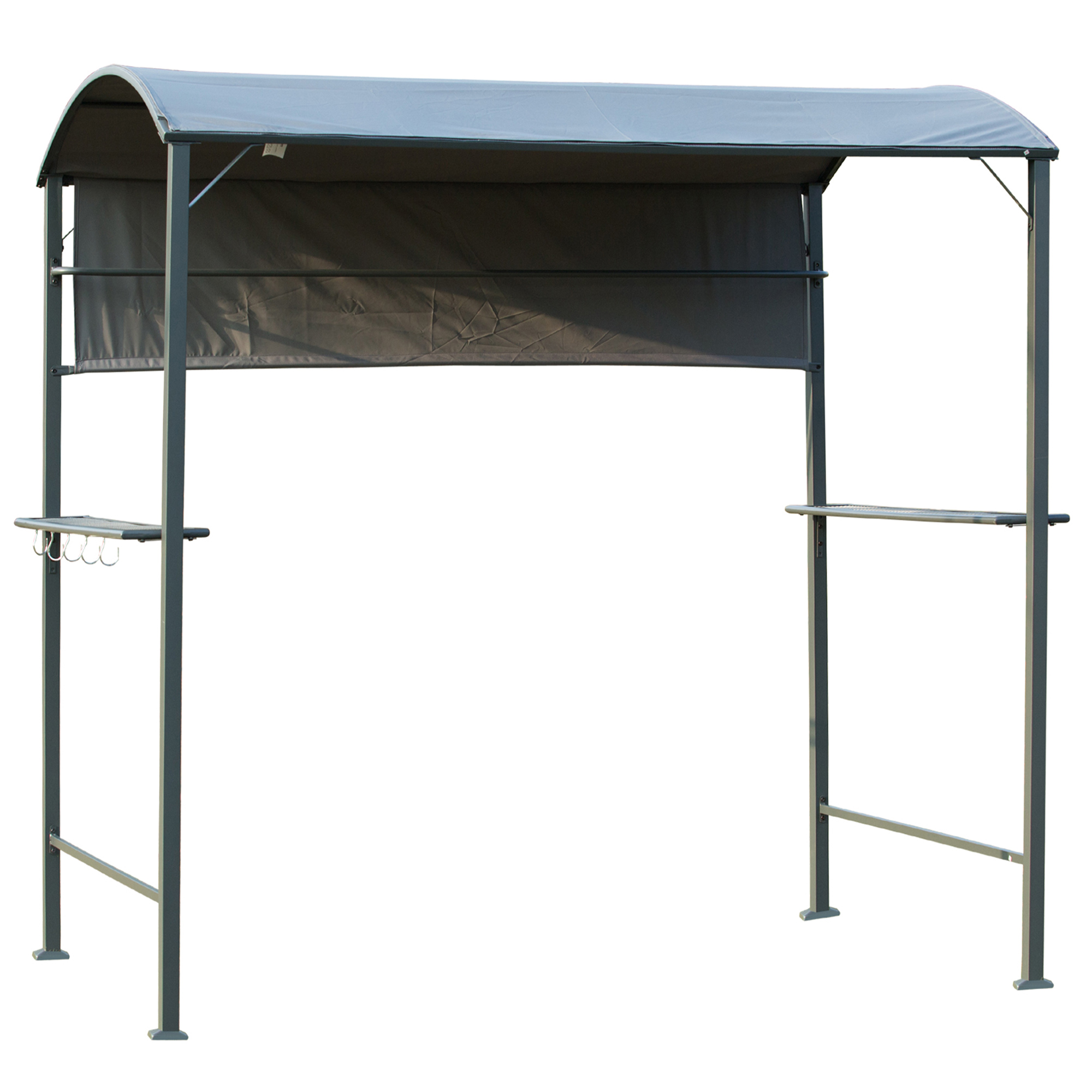 Outsunny Grillpavillon BBQ-Pavillon mit Flammschutzdach, 2 Ablagen, Polyester Schwarz, 218x138x216cm, ideal für Garten & Terrasse   Aosom.de