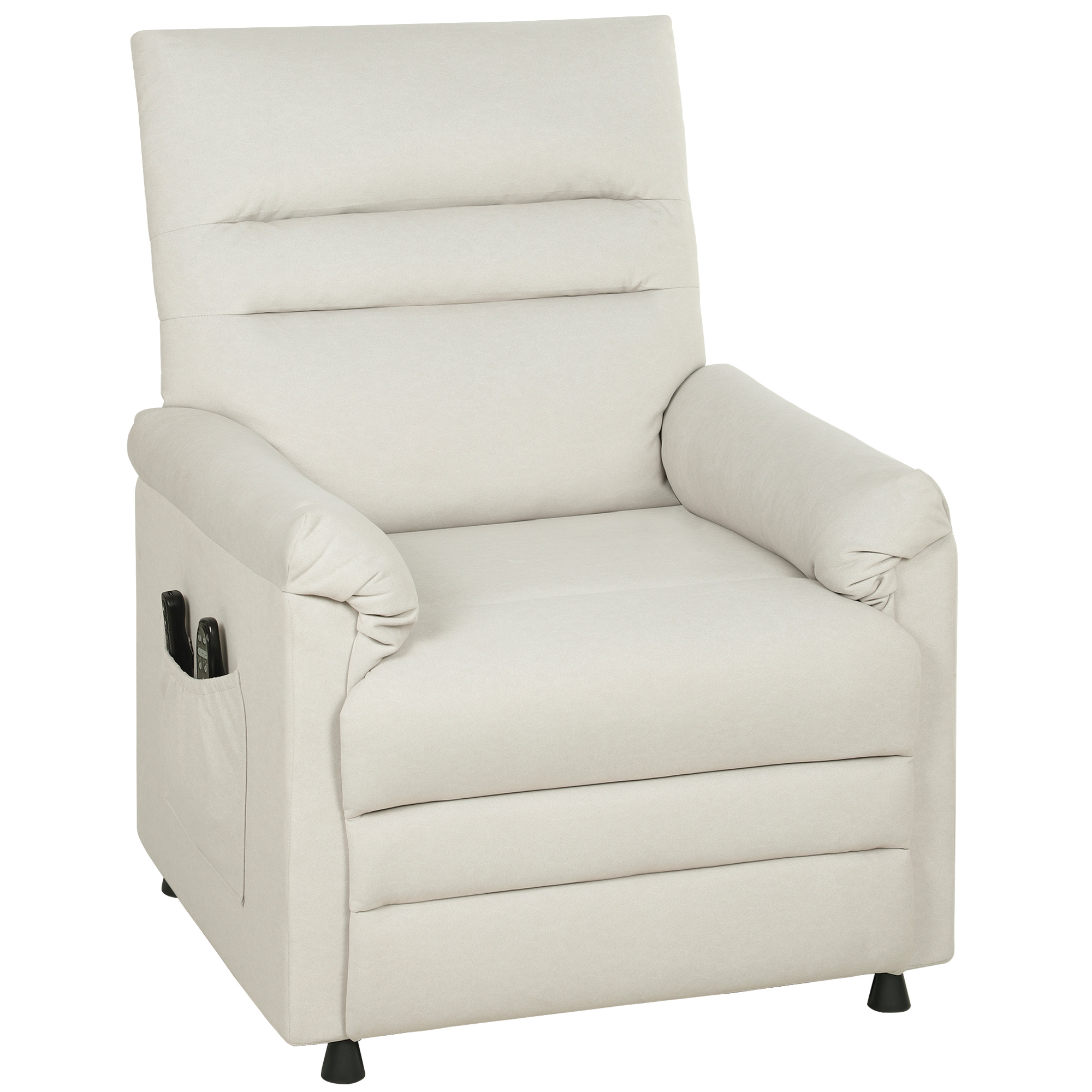 HOMCOM Elektrischer Relax-Massagesessel mit Heizfunktion, velourbezogener tierfreundlicher Sessel, Fußstütze, leiser Motor, Speicherfunktion, Seitentaschen und Fernbedienung, Creme   Aosom
