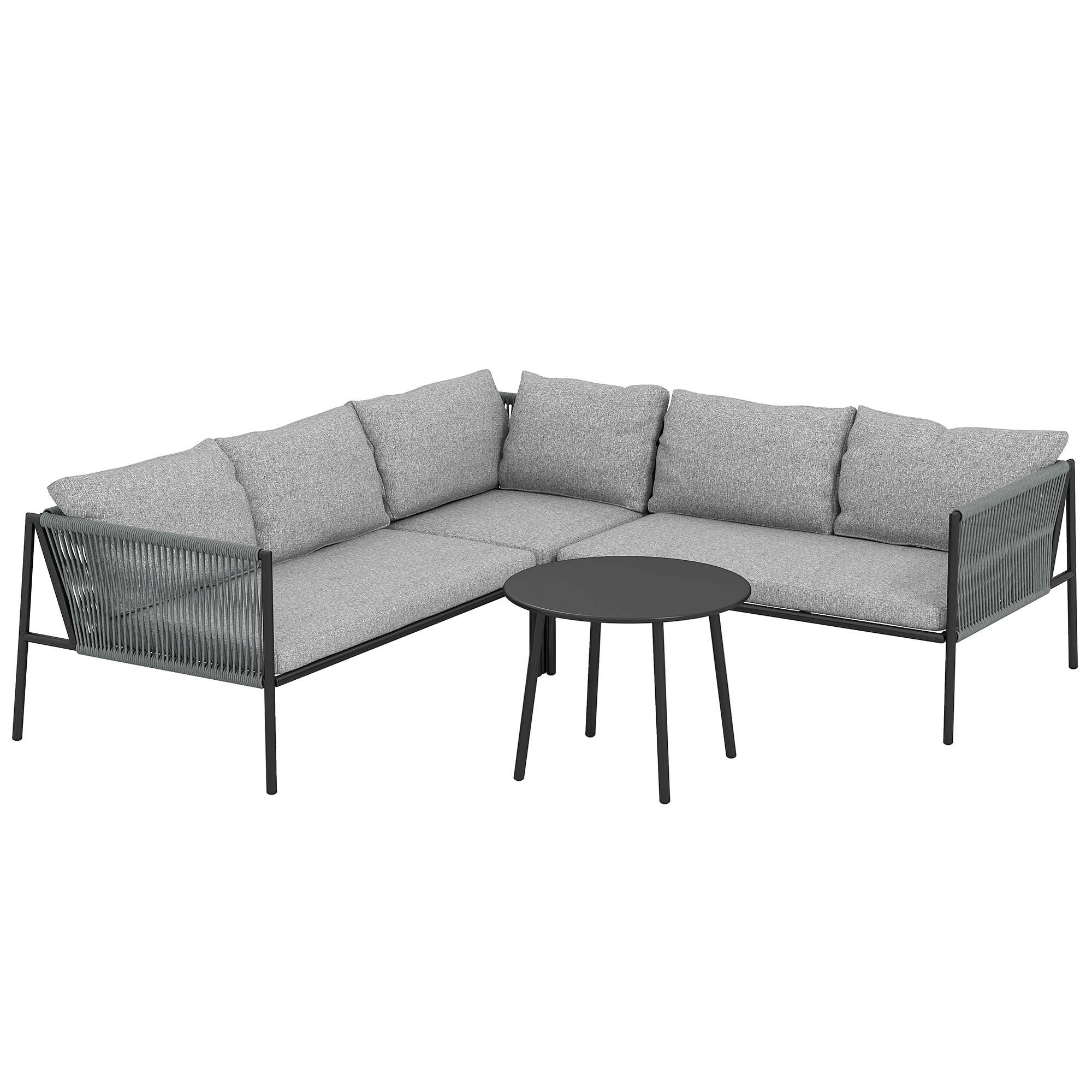 Outsunny Gartenmöbel Set Polyrattan Lounge-Set mit Ecksofa Tisch Kissen wetterfest Sitzgruppe für 6 Personen Outdoor Balkonmöbel Set Gartenlounge Terrassenmöbel für Garten Balkon Dunkelgrau   Aosom