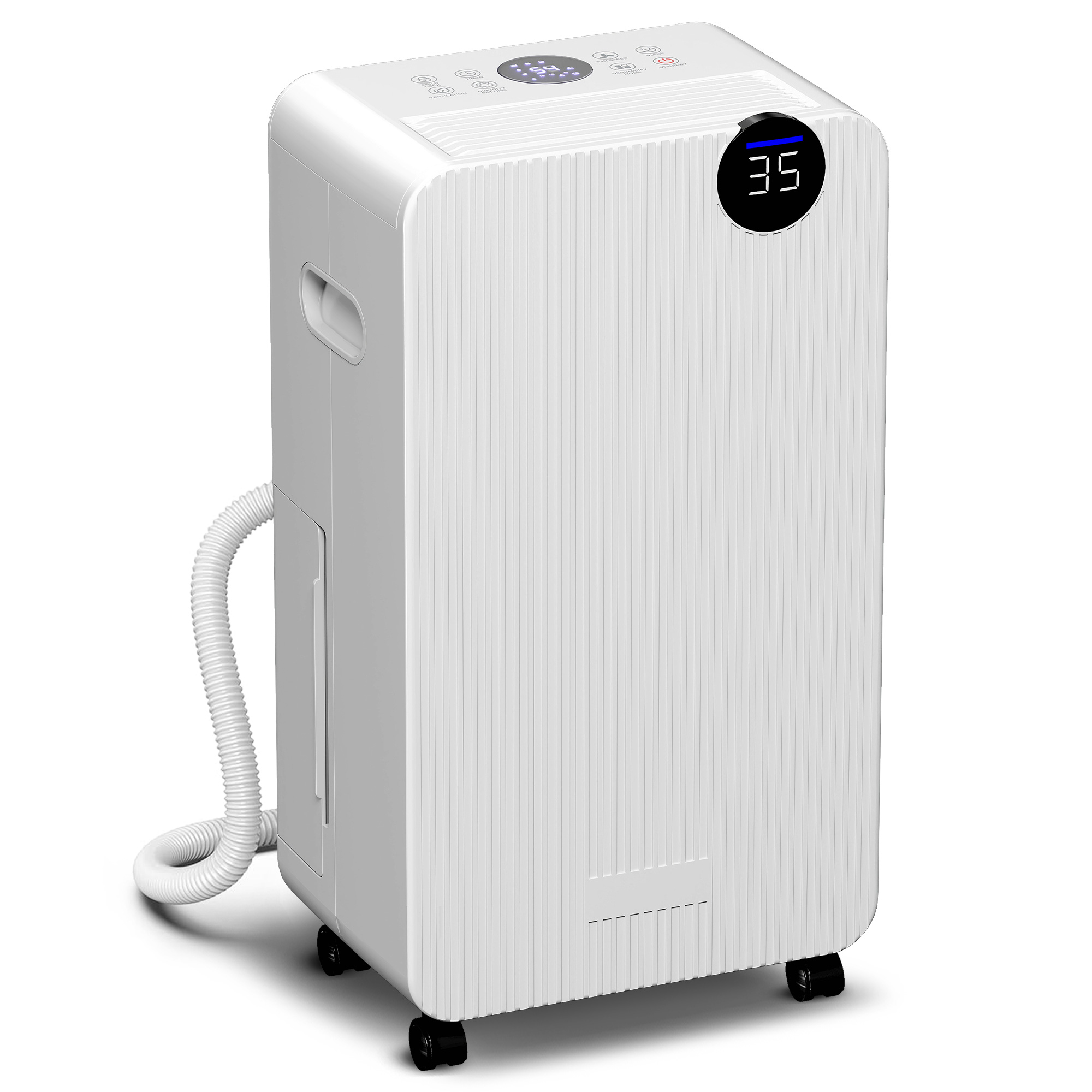 HOMCOM Luftentfeuchter 12 l/Tag, leiser Luftentfeuchter, kontinuierliche Entwässerung, Wassertank 2,1 l, 24-Stunden-Timer, LED-Display, Feuchteanzeige, schimmelhemmend, Wäschetrocknung, Weiß Aosom