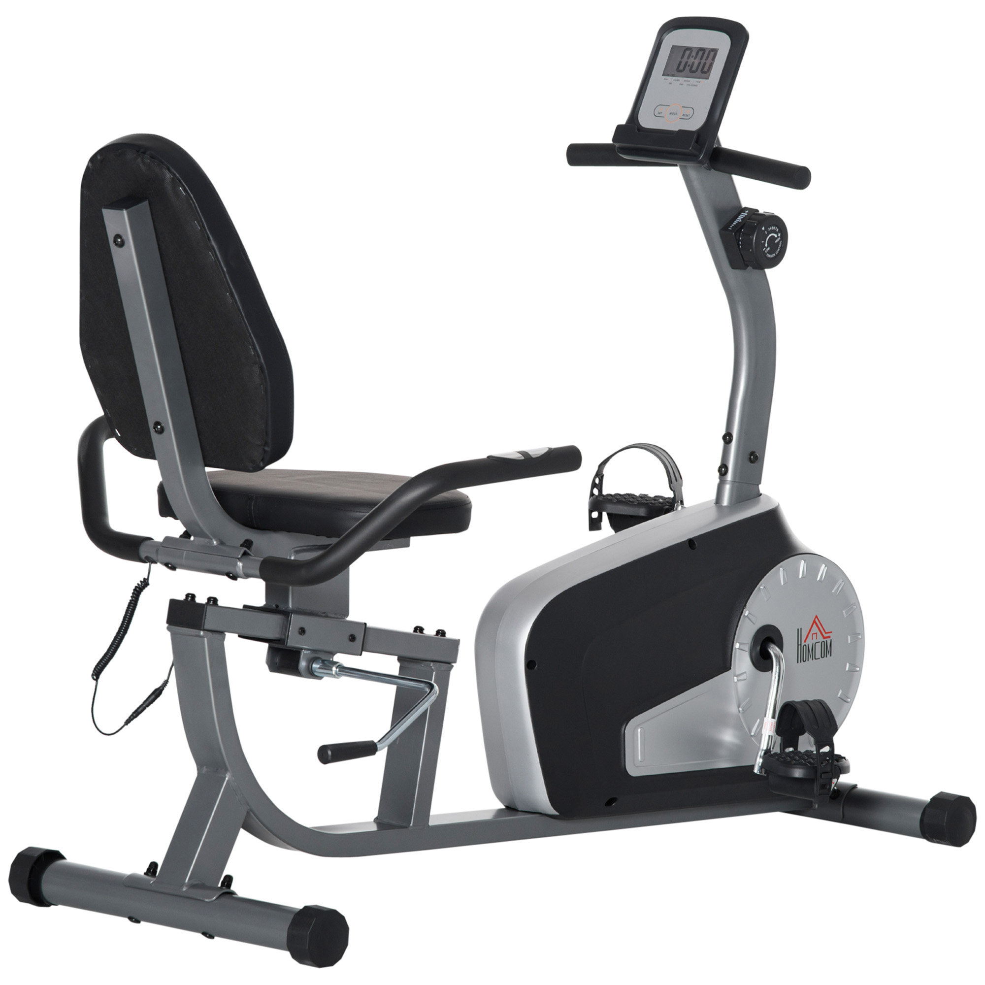 HOMCOM Liegeergometer Heimtrainer Fahrradtrainer mit LCD-Anzeige, 8-stufig einstellbarer Magnetwiderstand bis 110 kg, stabil aus Stahl & ABS Aosom.de