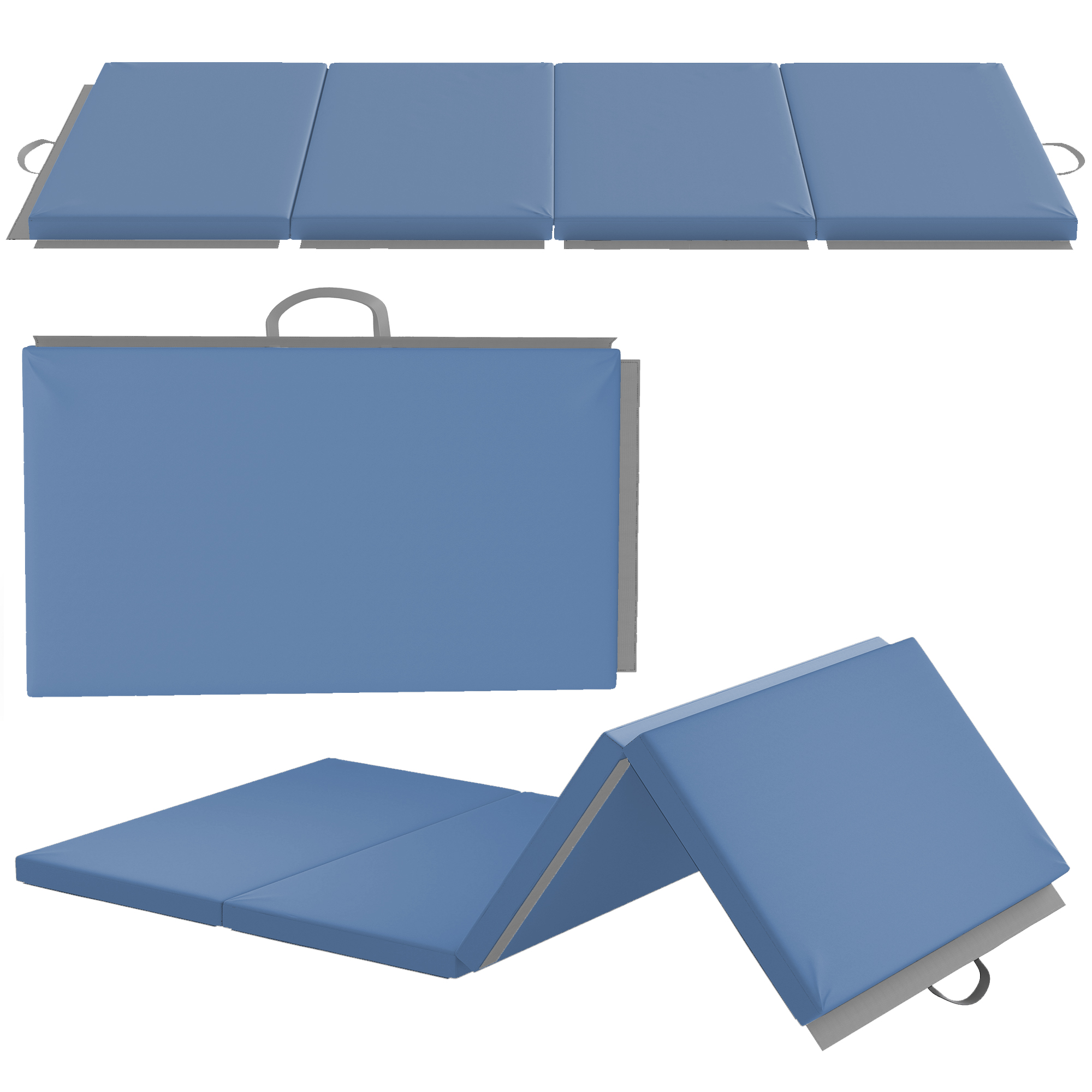 HOMCOM faltbare Gymnastikmatte, dicke Gymnastikmatte, 180 x 80 x 5 cm, mit Griff, Bodenmatte für Yoga, MMA, Sport, Fitness, Pilates, synthetischer Bezug, hellblau   Aosom