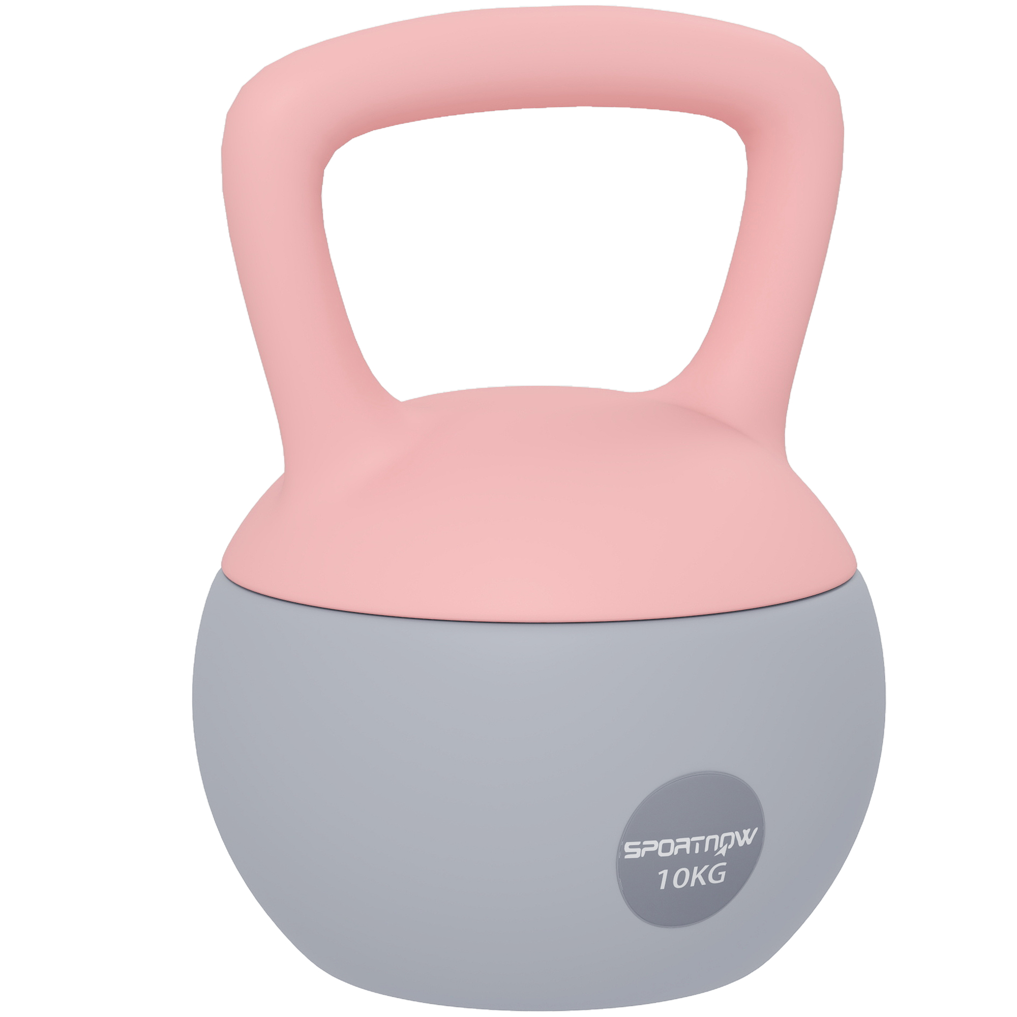 SPORTNOW Kettlebell 10 kg, Soft-Kettlebell mit Metallsand-Füllung und rutschfestem Griff, für Training und Bodybuilding zu Hause, Fitnessstudio, Altrosa und Grau Aosom