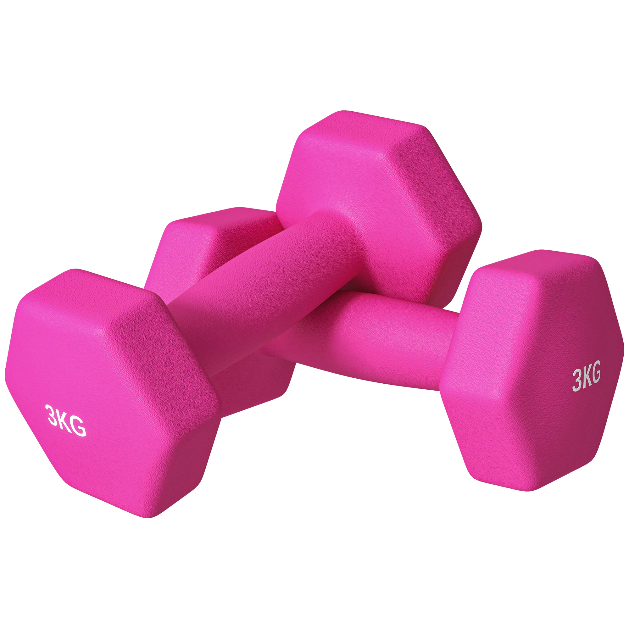 SPORTNOW Hanteln 2er Set Kurzhanteln 2 x 3 kg Hantelset Dumbbells, bodenschonendes Hexagon Kurzhantel Set für Krafttraining, Zuhause, Rosa   Aosom