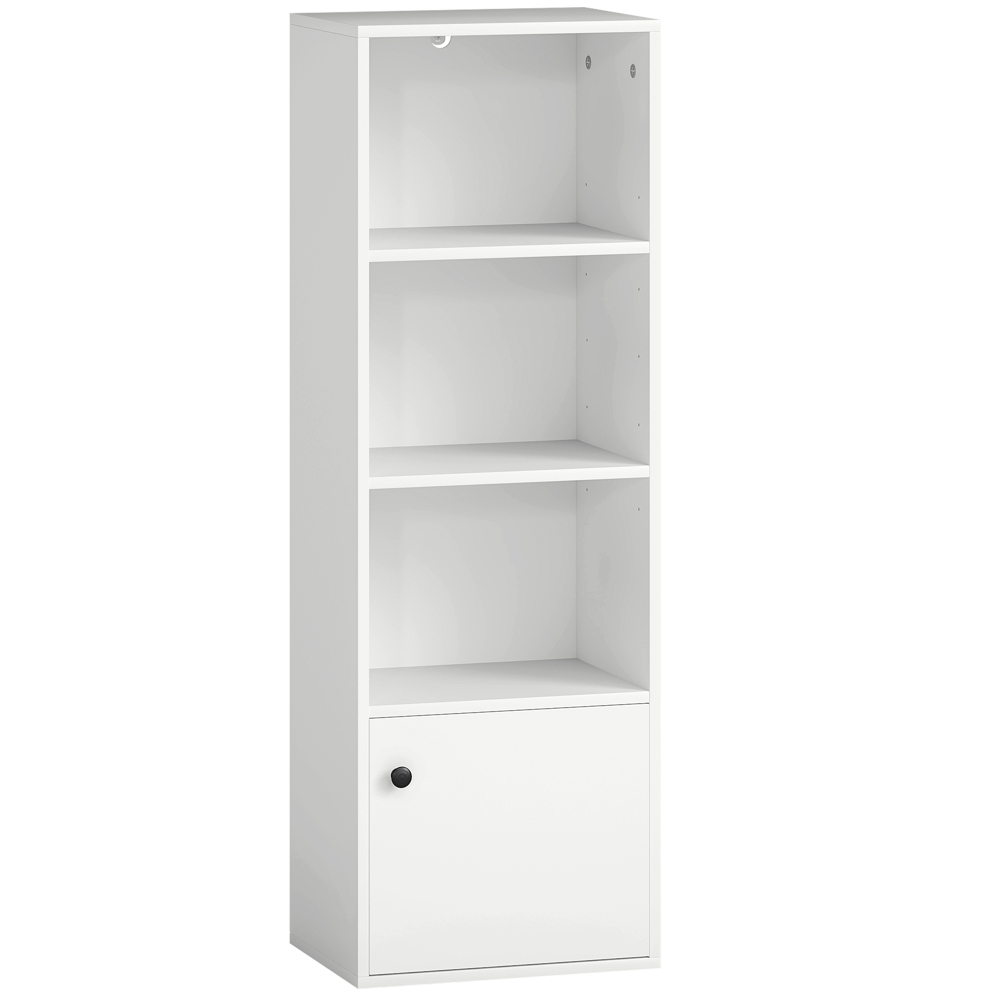 HOMCOM Bücherregal 4 Ebenen, Regal mit verstellbaren Böden und Tür, modernes Regal, 40x30x120 cm, für Wohnzimmer, Schlafzimmer, Arbeitszimmer, Büro, Weiß   Aosom