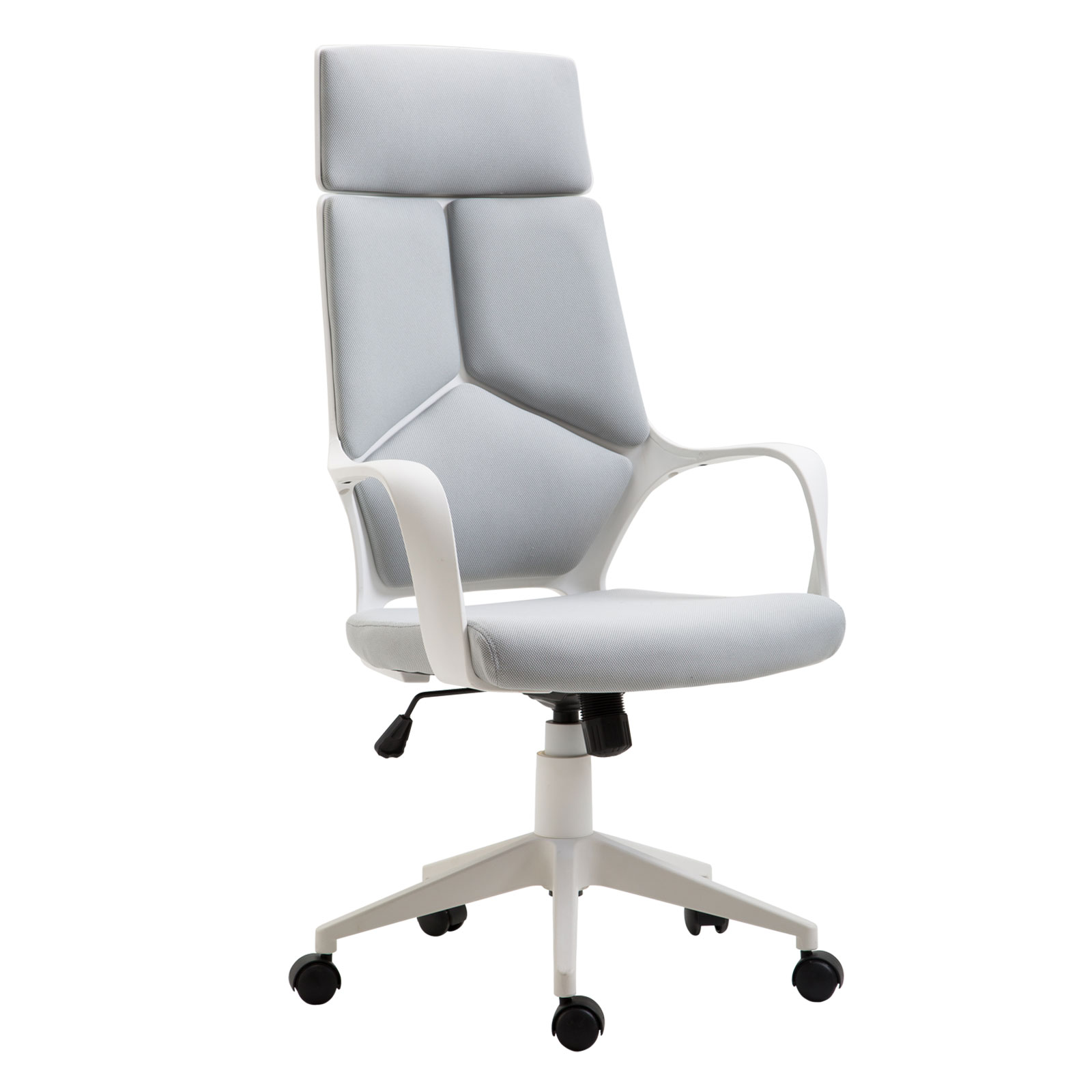 HOMCOM Bürostuhl Ergonomischer Schreibtischstuhl mit Armlehne, Wippfunktion Höhenverstellbarer Drehstuhl Computerstuhl mit Netzbespannung Grau Aosom