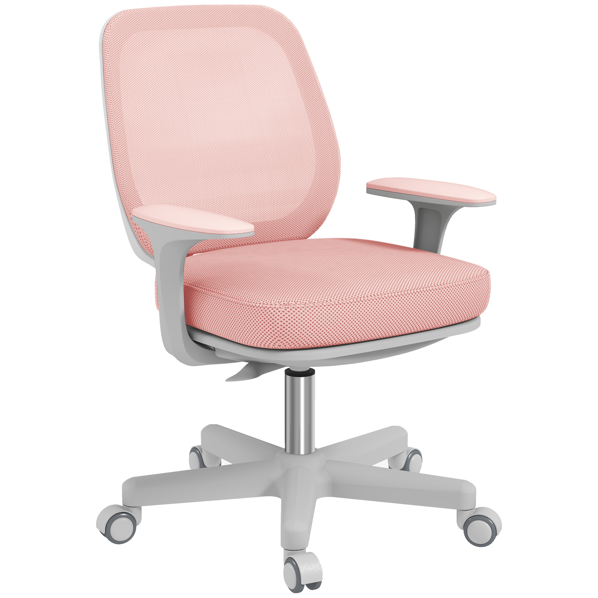 Vinsetto Bürostuhl, Ergonomisch Schreibtischstuhl mit Drehfunktion, Höhenverstellbar Computerstuhl für Home-Office, Polyester, Rosa Aosom