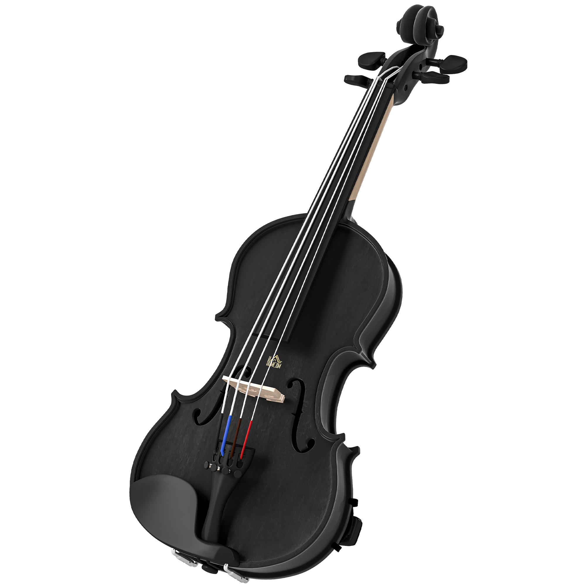 HOMCOM 4/4-Violine aus Holz für Einsteiger und Erwachsene mit Etui, Bogen, Schulterstütze und Kolophonium, Decke aus Fichten-Sperrholz sowie Hals und Kopf aus Ahorn, Schwarz Aosom