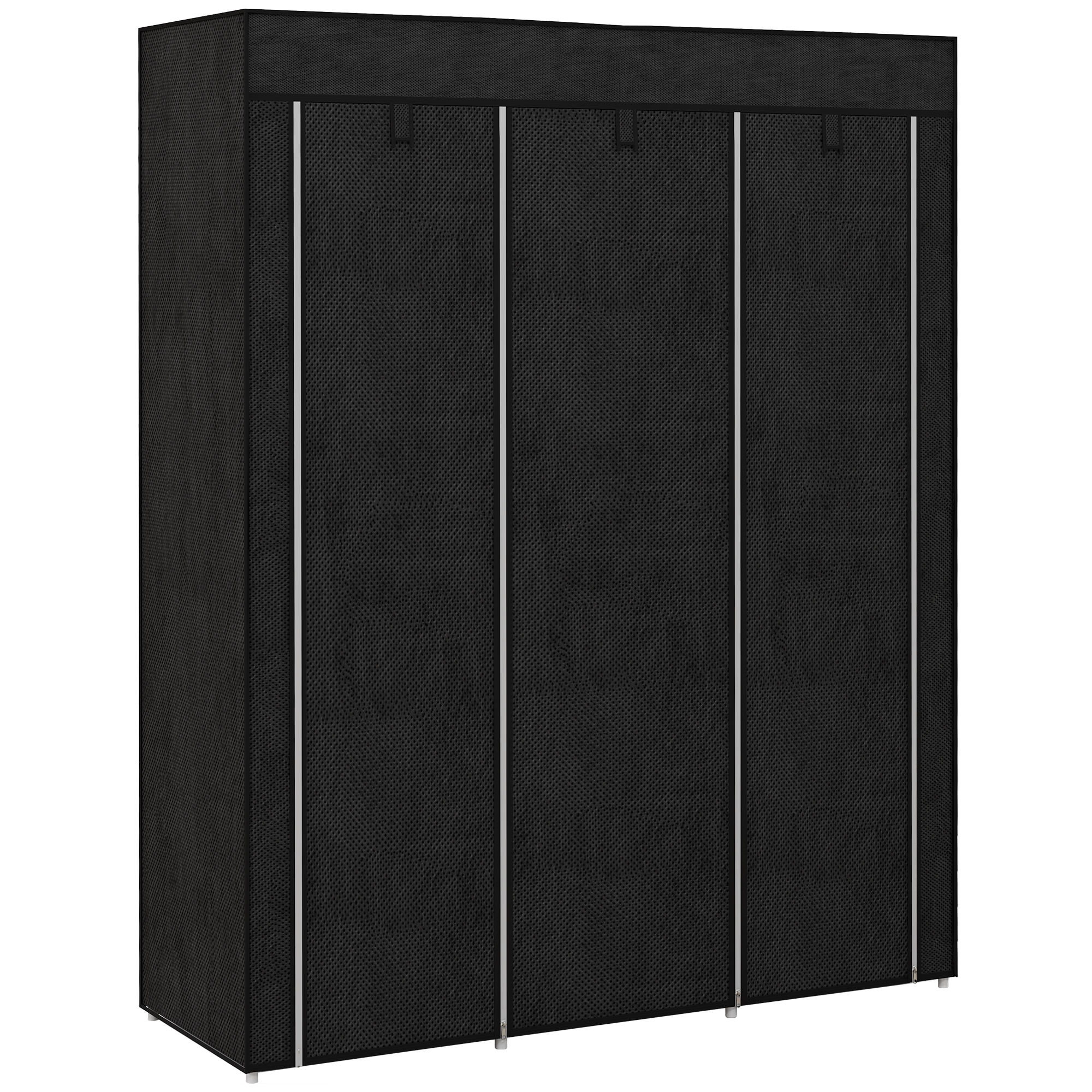 HOMCOM Stoffschrank mit Kleiderstange 8 Ebenen 125x43x162,5cm hellgrau platzsparender Faltschrank für Flur & Schlafzimmer Aosom.de