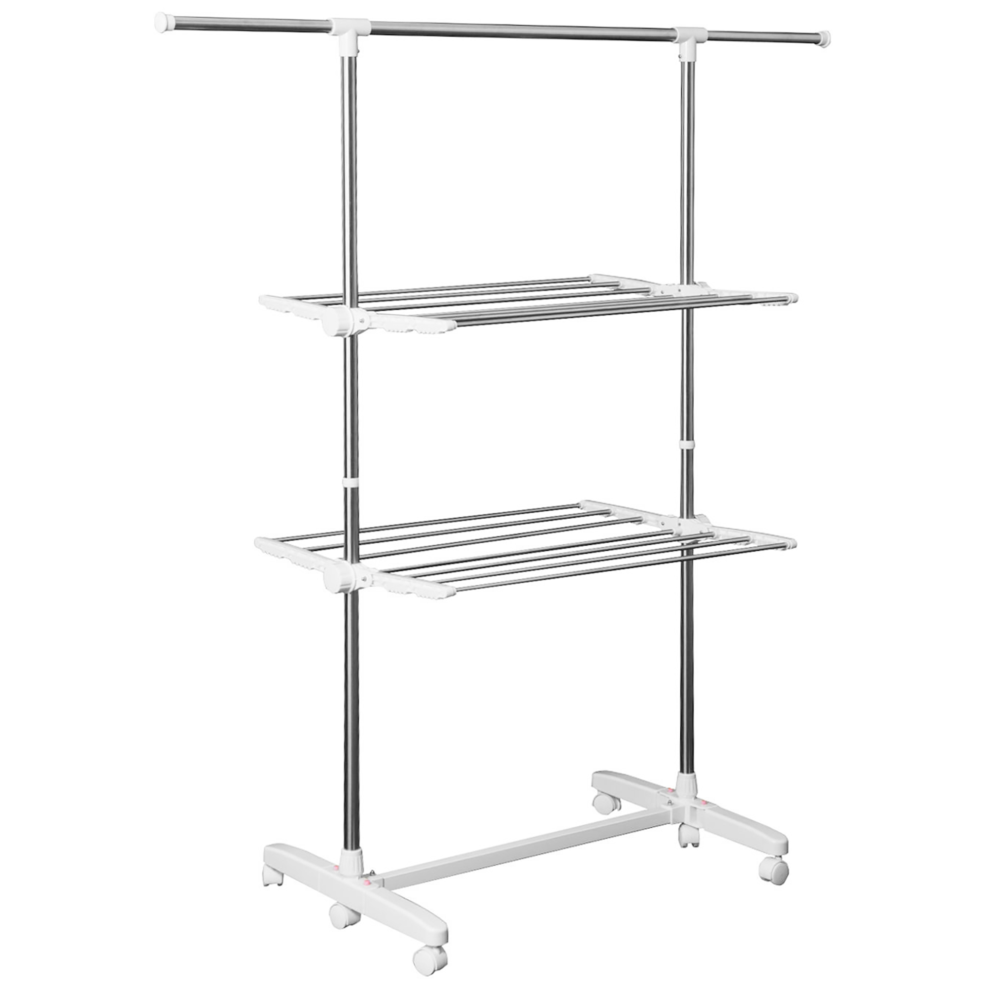 HOMCOM Mobiler Wäscheständer Wäschetrockner-Turm klappbar mit Seitenflügeln auf 2 Ebenen, ideal für platzsparendes Trocknen   Aosom.de