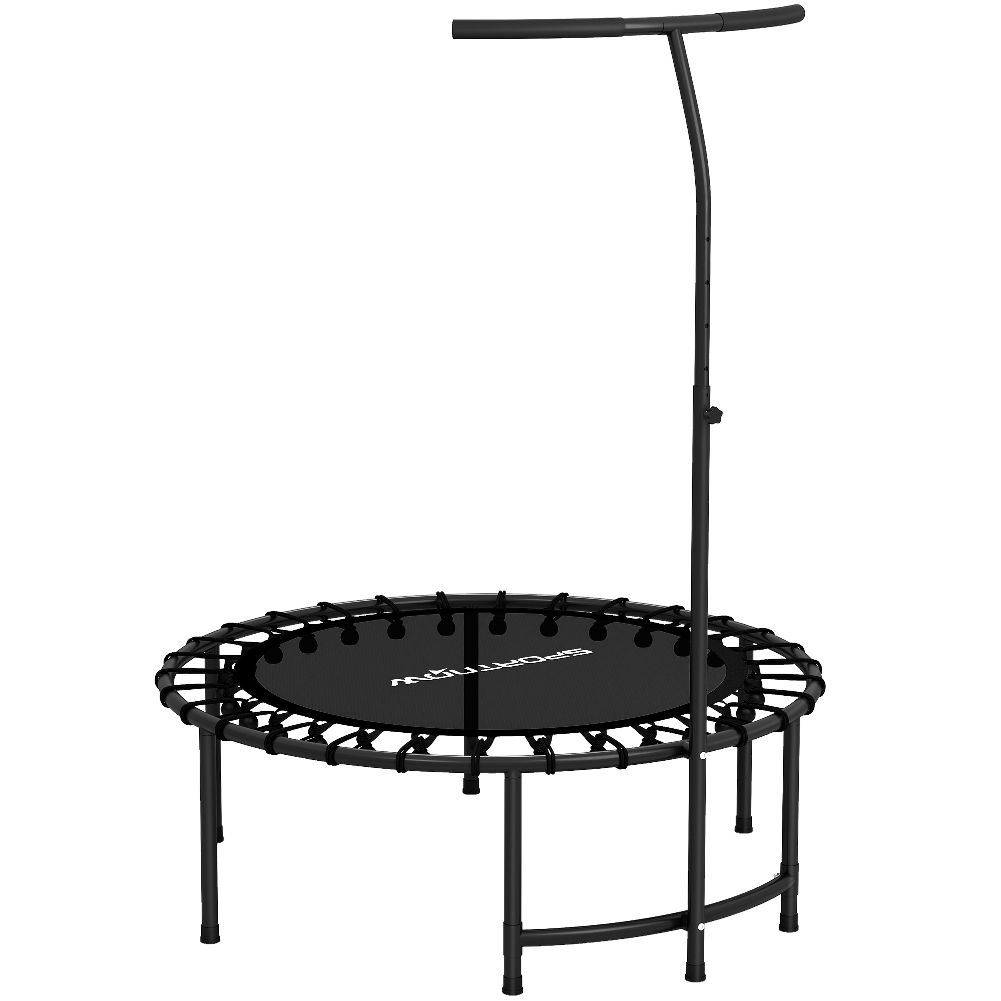 SPORTNOW Fitness Trampolin klappbar Ø102 cm Mini Trampoline mit Höhenverstellbarem Haltegriff leise Gummiseilfederung Trampolin 100kg Belastbar für Erwachsene Trampoline für Indoor Outdoor Jumping   Aosom
