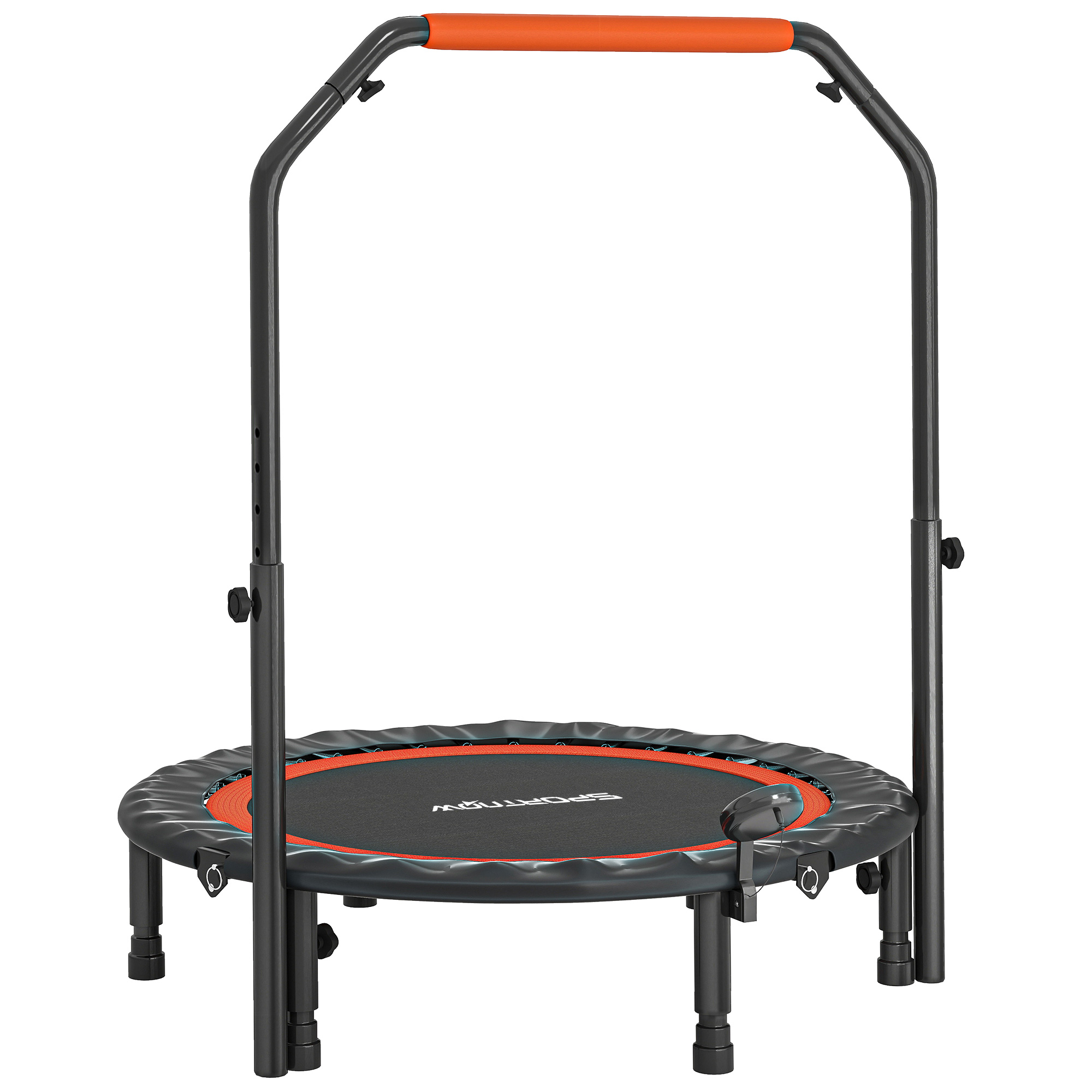 SPORTNOW Mini-Trampolin mit LCD-Monitor 102 cm Fitness-Trampolin, 4-fach höhenverstellbarer Haltegriff bis 100 kg für effektives Training   Aosom.de