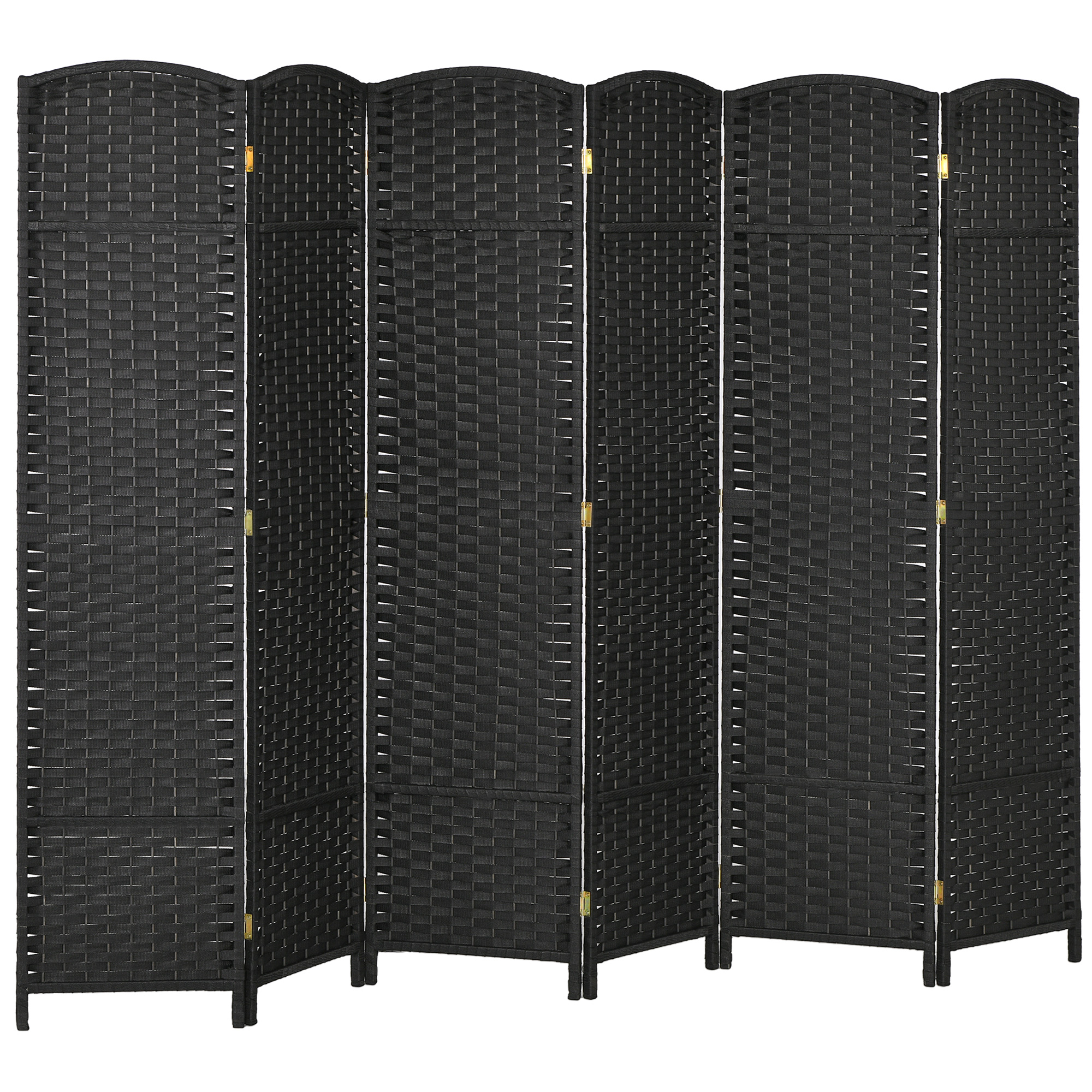 HOMCOM Paravent 6-teilig 240 x 170 cm Raumteiler Faltbar Trennwand aus Bambus, Sichtschutz Raumtrenner Stellwand für Wohnzimmer Schwarz   Aosom