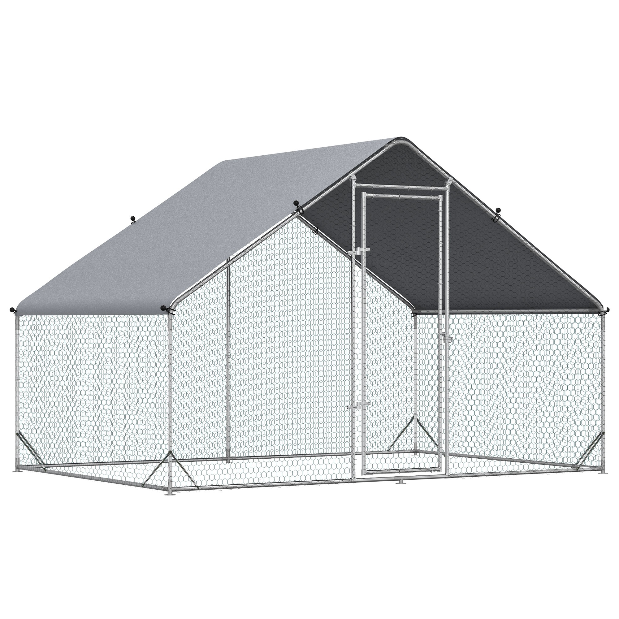 PawHut Hühnerstall, Freilaufgehege, Geflügelstall mit Schattendach, Freigehege für 4-6 Hühner, Enten Kaninchen, 3 x 2 x 2 m Aosom