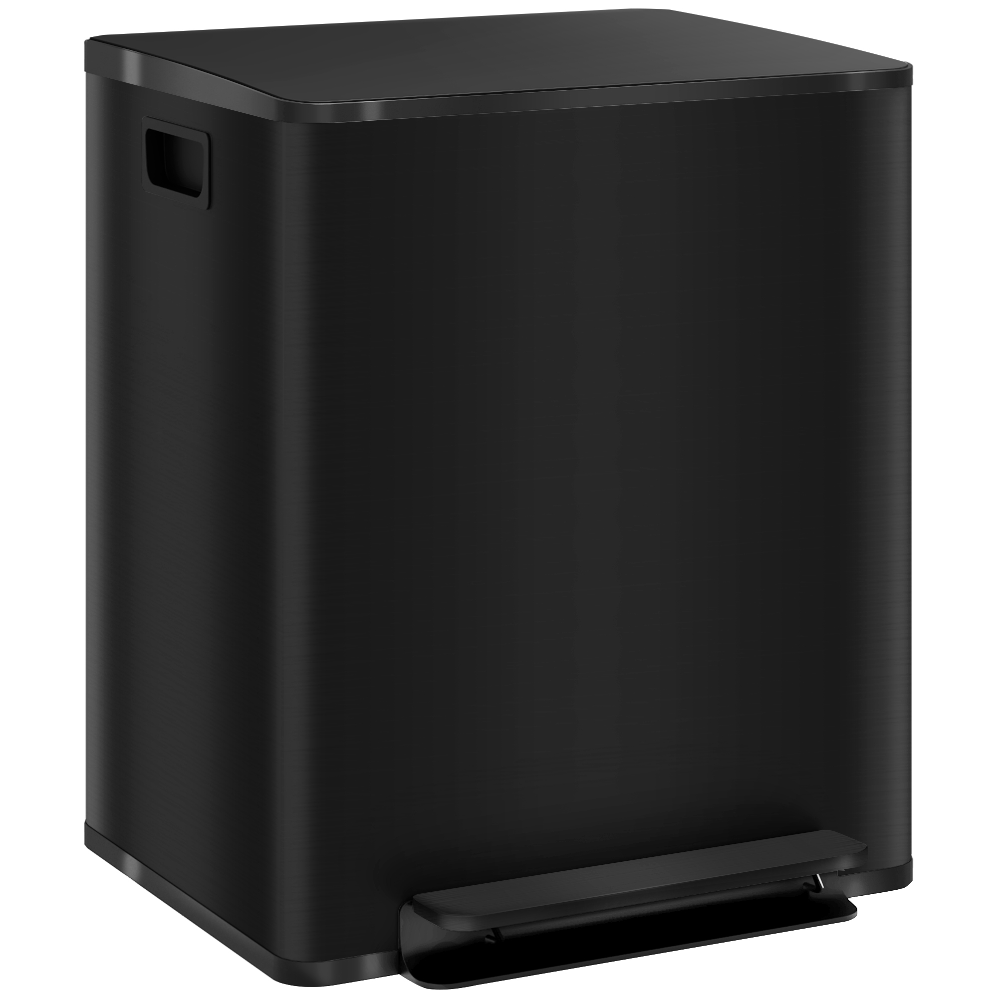 HOMCOM Mülleimer 2x25L Treteimer Edelstahl mit Deckel & Fußpedal, Kosmetikeimer mit Inneneimer für Wohnzimmer & Büro, 47,7x37,5x56cm   Aosom.de