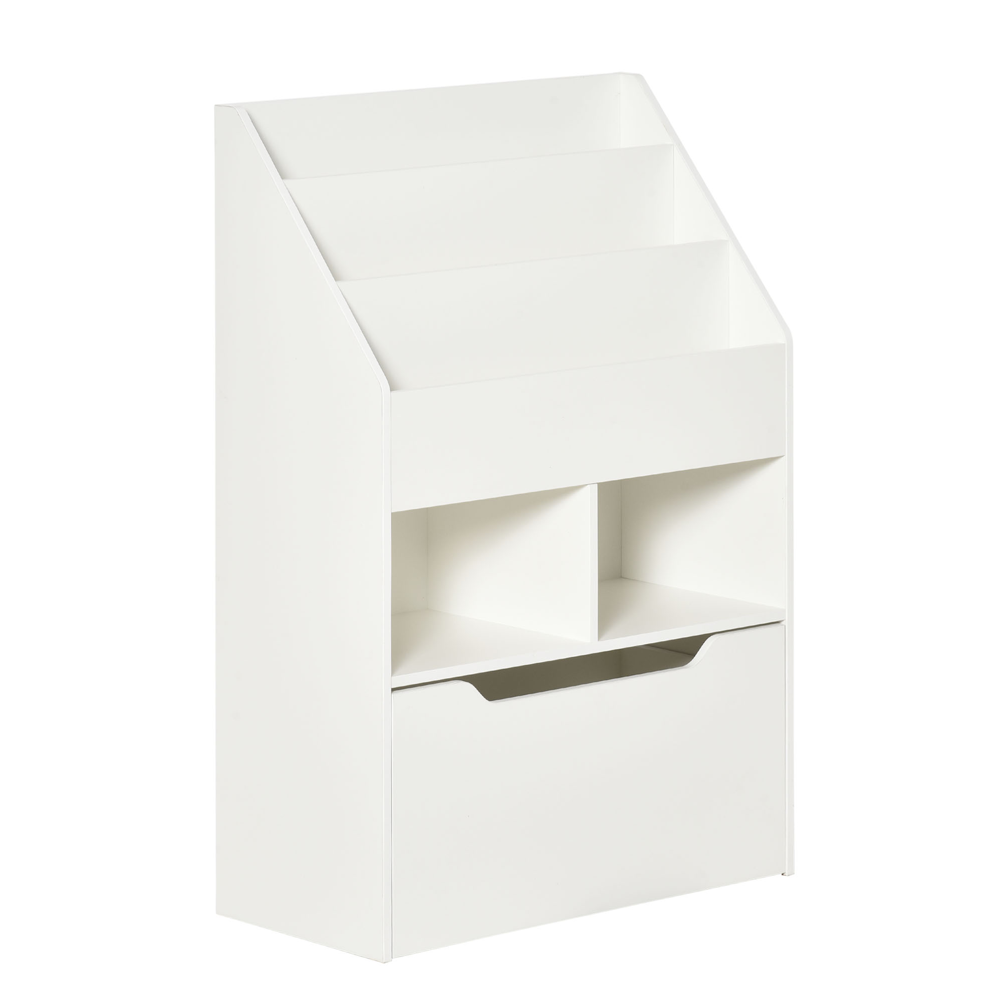 HOMCOM Kinderregal mit Schublade Standregal Bücherregal Dekoregal mit Fächer Weiß 60 x 29,9 x 90 cm Aosom