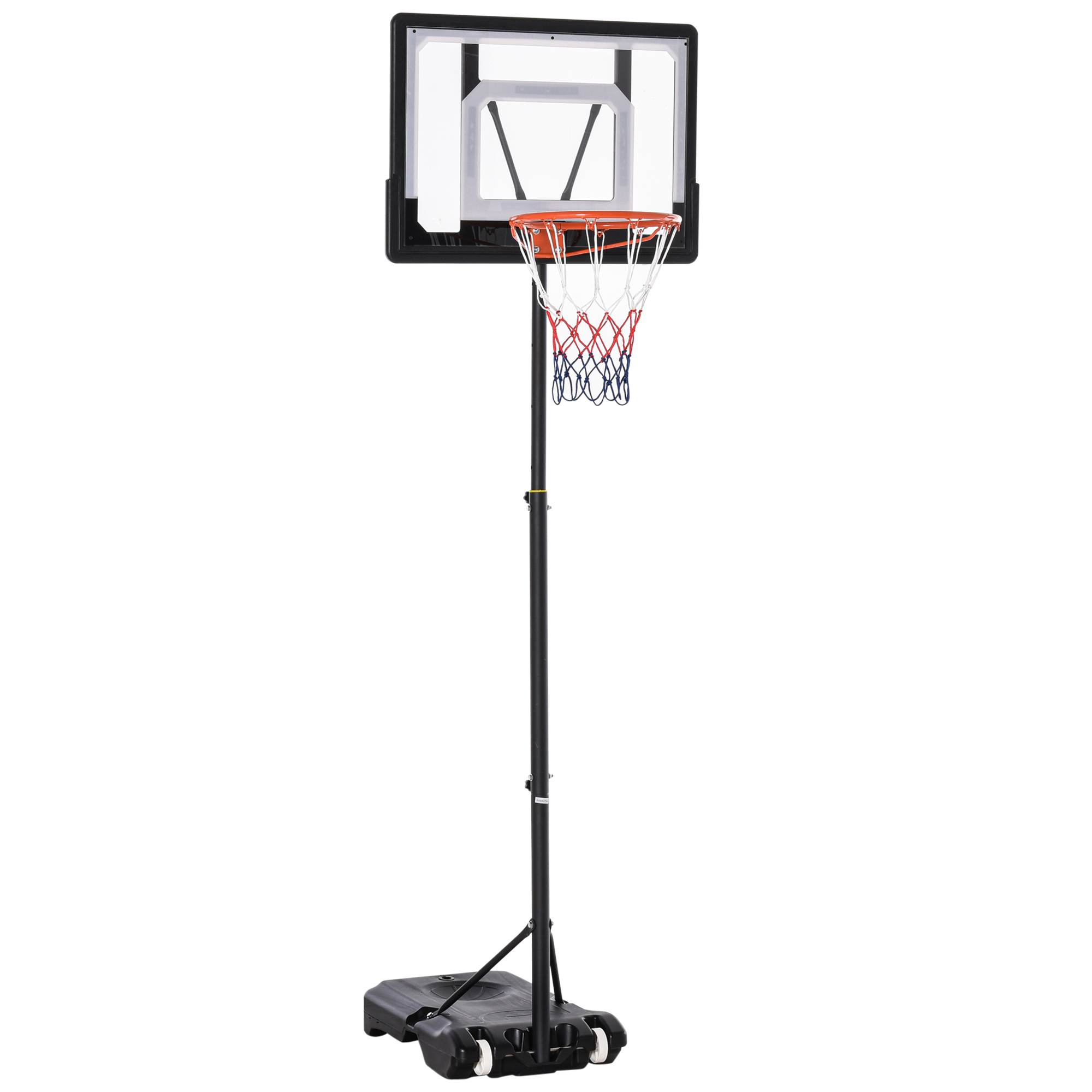 HOMCOM Basketballkorb für draußen  Höhenverstellbarer Basketballständer für Kinder mit Rädern, Schwarz, 83 x 75 x 206-260 cm  Aosom