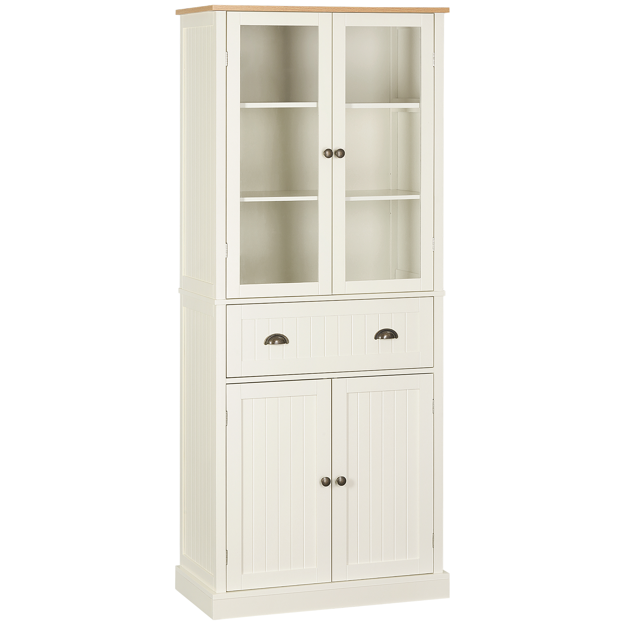 HOMCOM Küchenschrank Esszimmerschrank Küchenkommode mit Schränke Schubladen und verstellbaren Regale Kippschutz im Landhausstil 76 x 40 x 182,5cm   Aosom