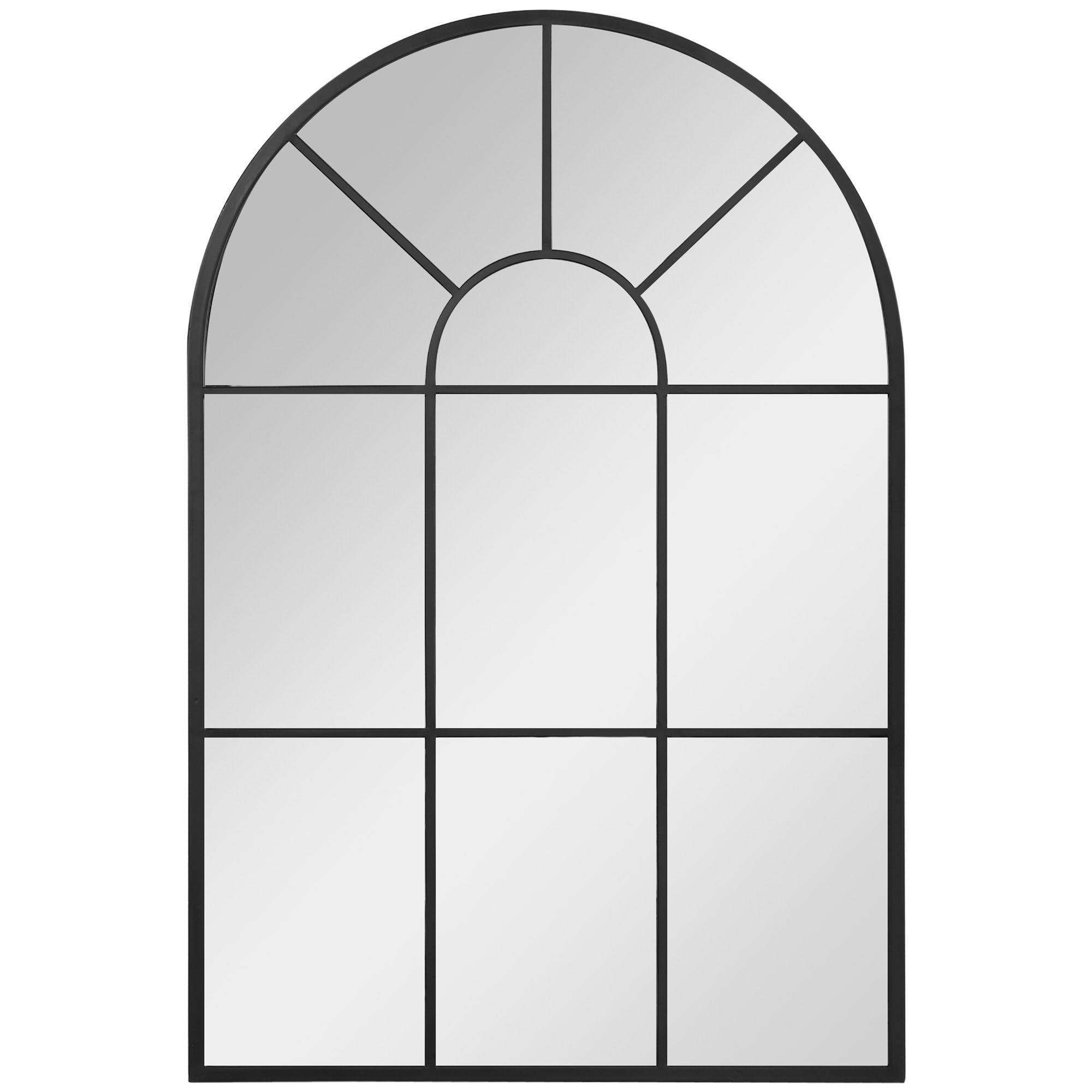 HOMCOM Bogenfenster Wandspiegel 91x60cm mit Metallrahmen aus Glas für Wohnzimmer Schlafzimmer Esszimmer Flur in Schwarz   Aosom.de