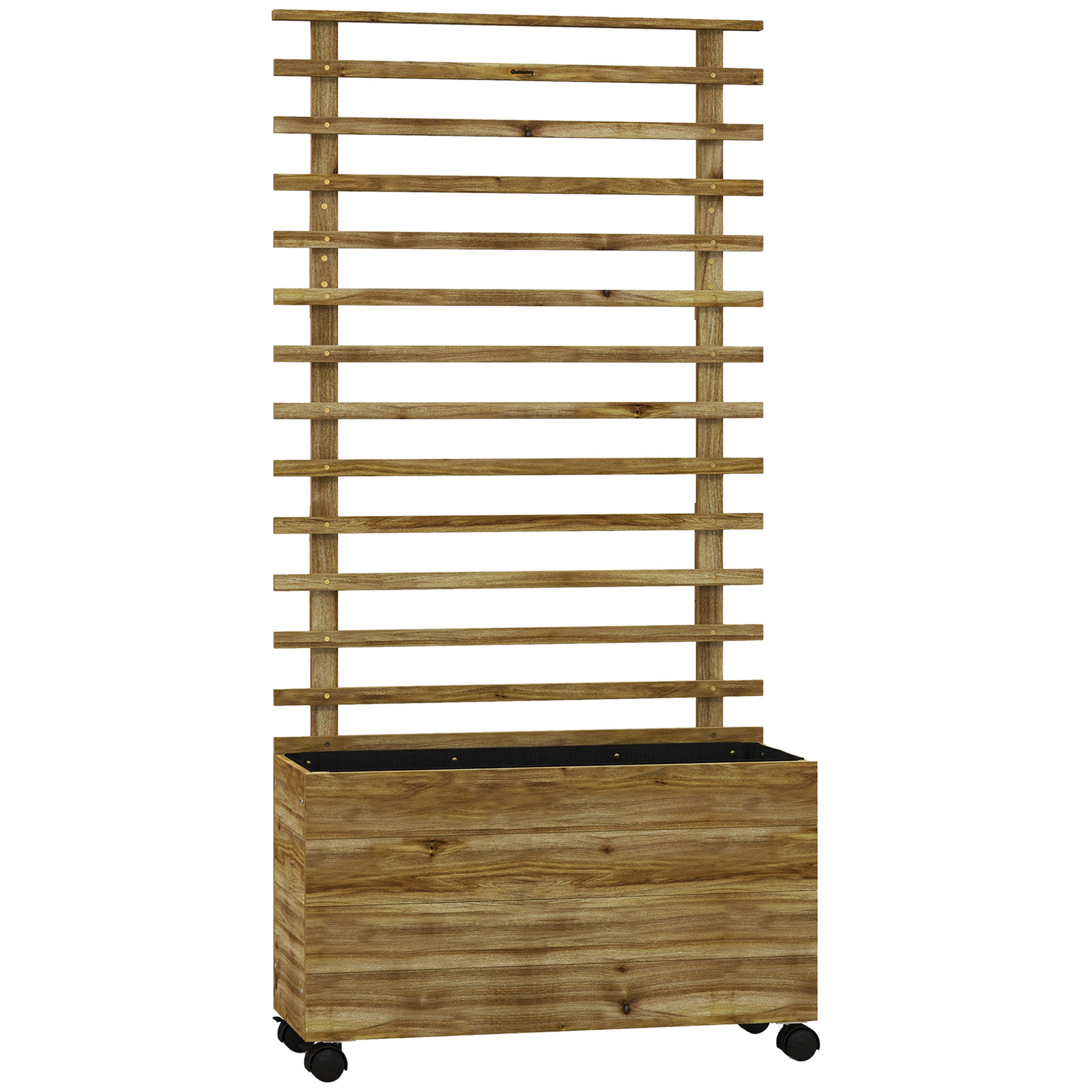 Outsunny Hochbeet Pflanzkasten mit Rankgitter, Rolle, Spalier Pflanzkübel Blumenkasten Holz, Gartenspalier 76x30x155cm für Garten Balkon Terrasse, Blumenkübel für Kletterpflanzen Korbpflanzen, Blumen   Aosom