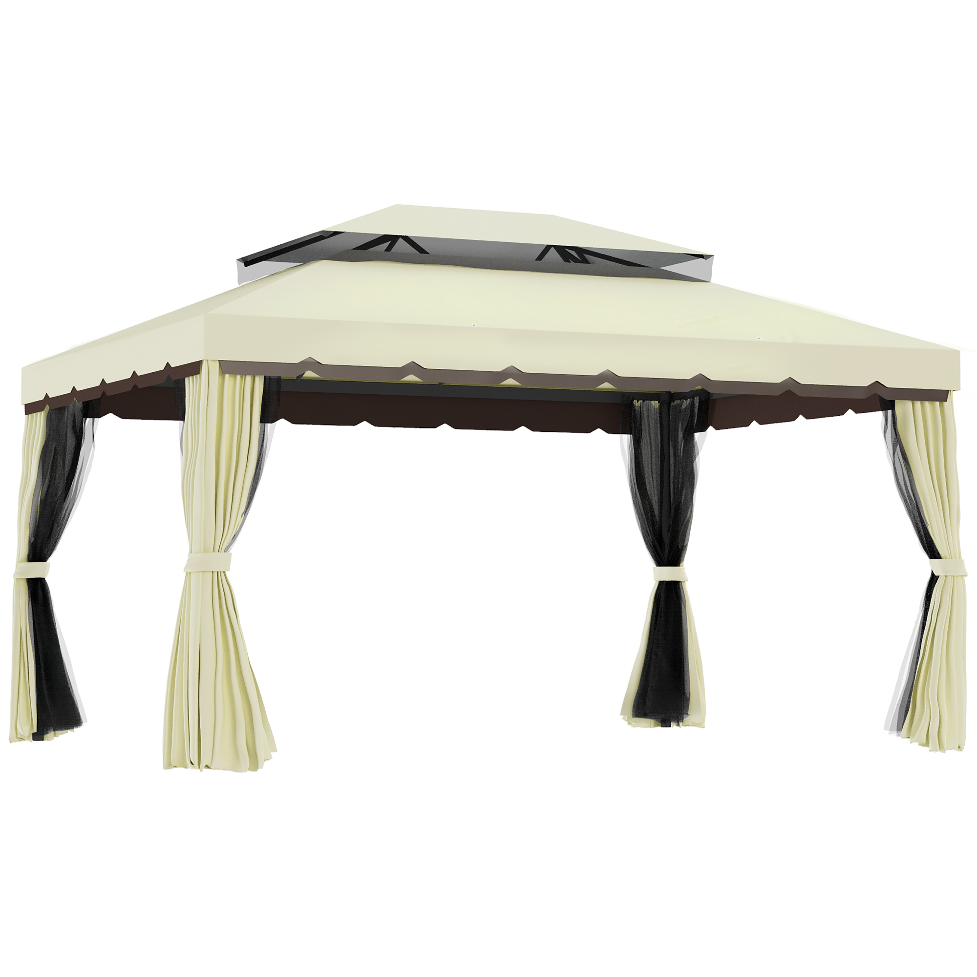 Outsunny Gartenpavillon Pavillon Festzelt Partyzelt mit 4 Seitenwänden wetterfest Aluminium Polyester cremeweiß 3,9 x 2,9 x 2,7 m für Gartenpartys   Aosom.de