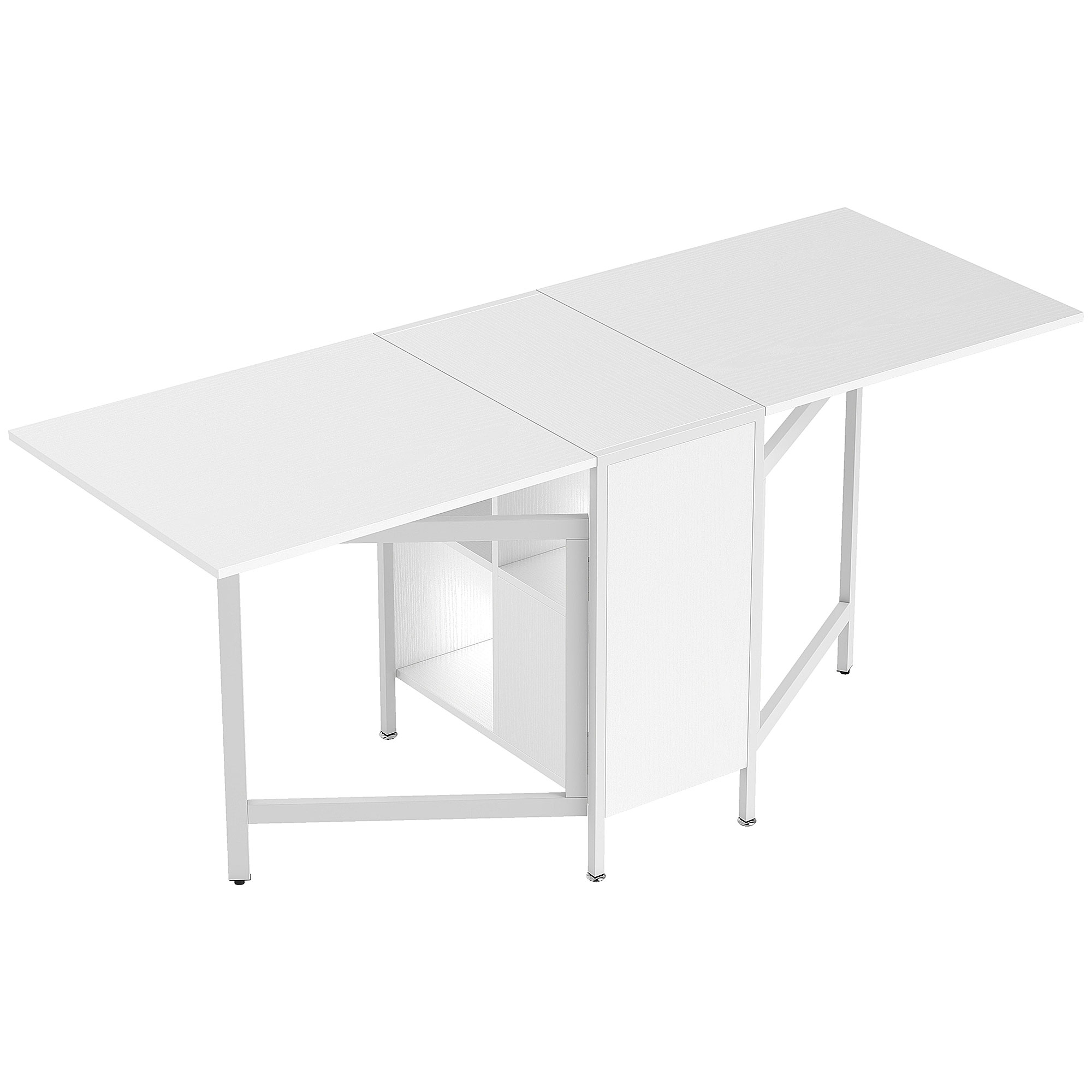 HOMCOM Klapptisch Esszimmer, Klappbarer Küchentisch mit Klappflügeln, 4 Fächer, 3 Varianten, Bis zu 4 Personen, für Wohnzimmer, Kleine Räume, 169x60x75 cm, Weiß   Aosom