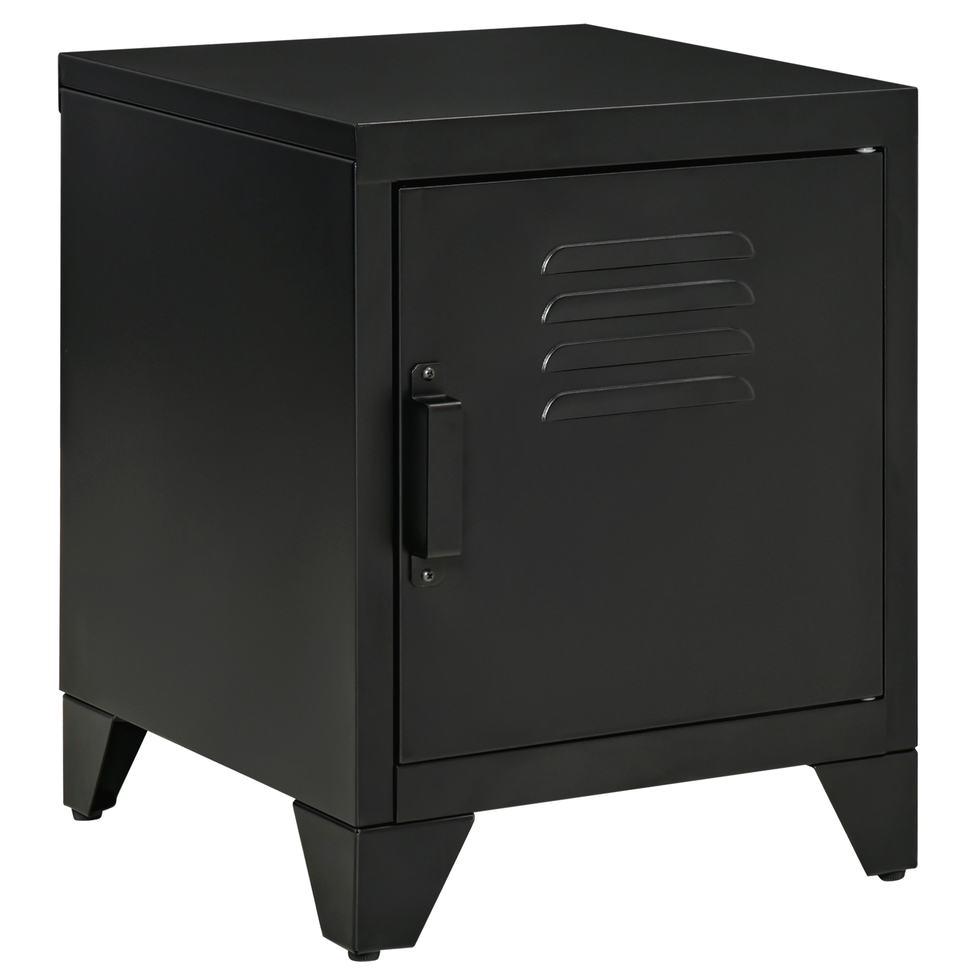 HOMCOM Nachttisch Nachtschrank Beistelltisch mit verstellbarem Regal Tür Nachtkommode Metall Schwarz 50 x 40 x 47 5 cm für Schlafzimmer   Aosom.de