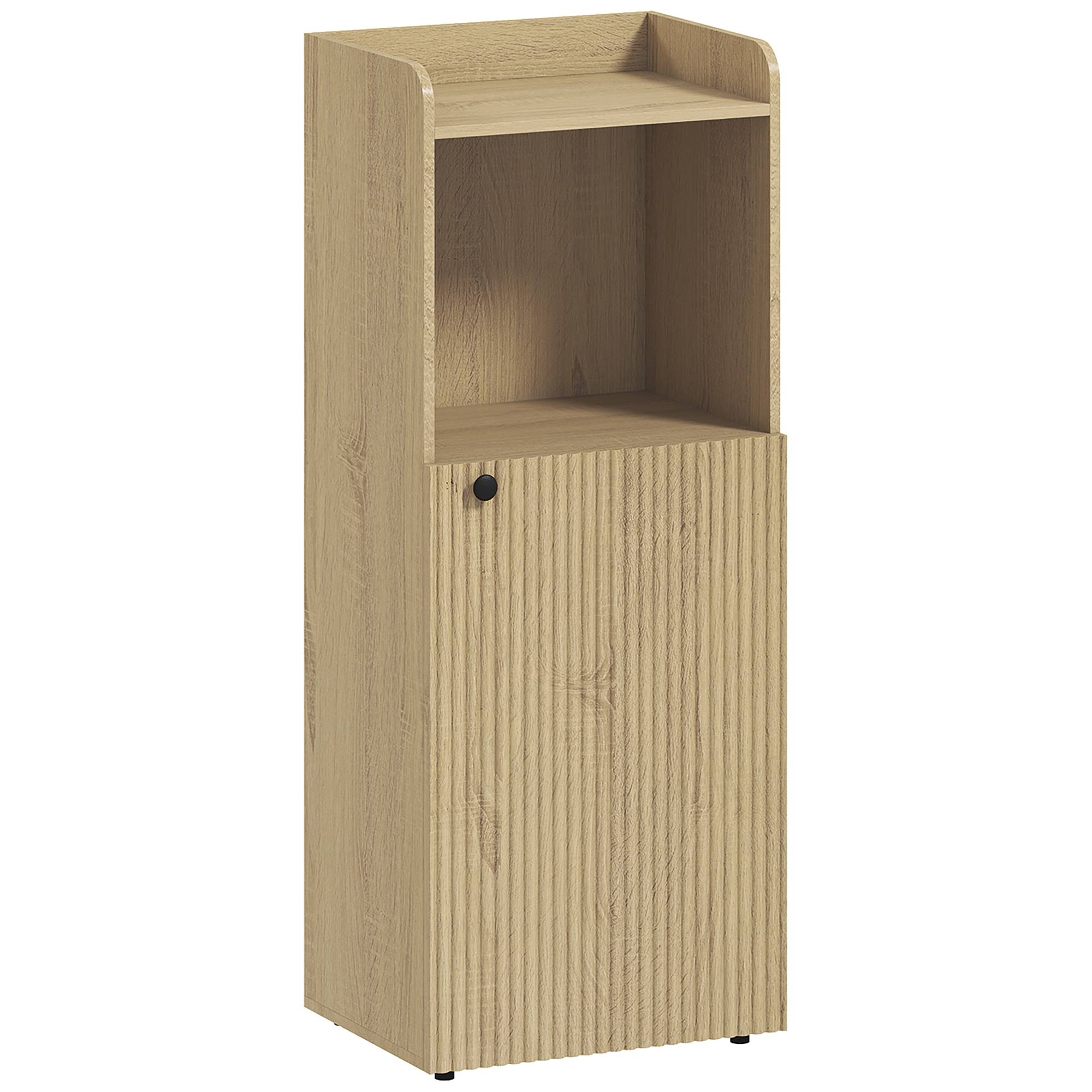 HOMCOM Badezimmerschrank Nischenschrank mit Schrank, offen Regal, verstellbar Regal, Badschrank Toilettenschrank Beistellschrank für Badezimmer, kleine Räume, 40 x 31 x 104 cm, Gelbeiche   Aosom