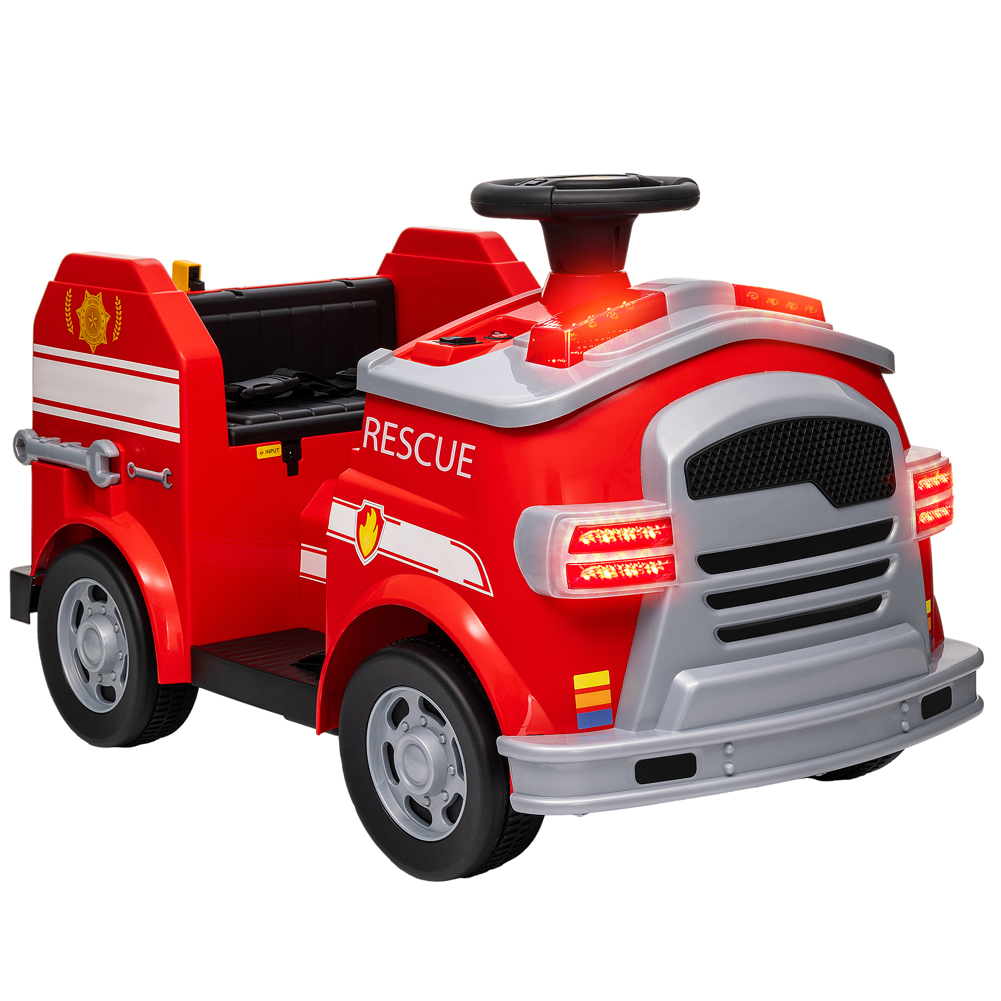 AIYAPLAY Kinder Elektroauto 1 6V Kinderauto mit Musik, Hupe, Elektrofahrzeug mit Scheinwerfer, Sanft Start, 3 km/h, für 3-5 Jahre Kinder, Rot Aosom