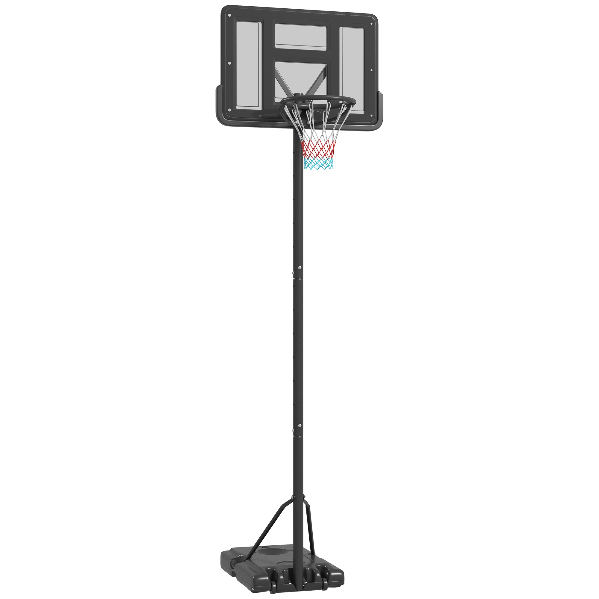 SPORTNOW 2-in-1 Basketballständer, 230-305 cm Höhenverstellbarer Basketballkorb mit Ständer, Backboard Ständer mit Rollen, Basketballanlage für Erwachsene, Schwimmbad, Stahl   Aosom