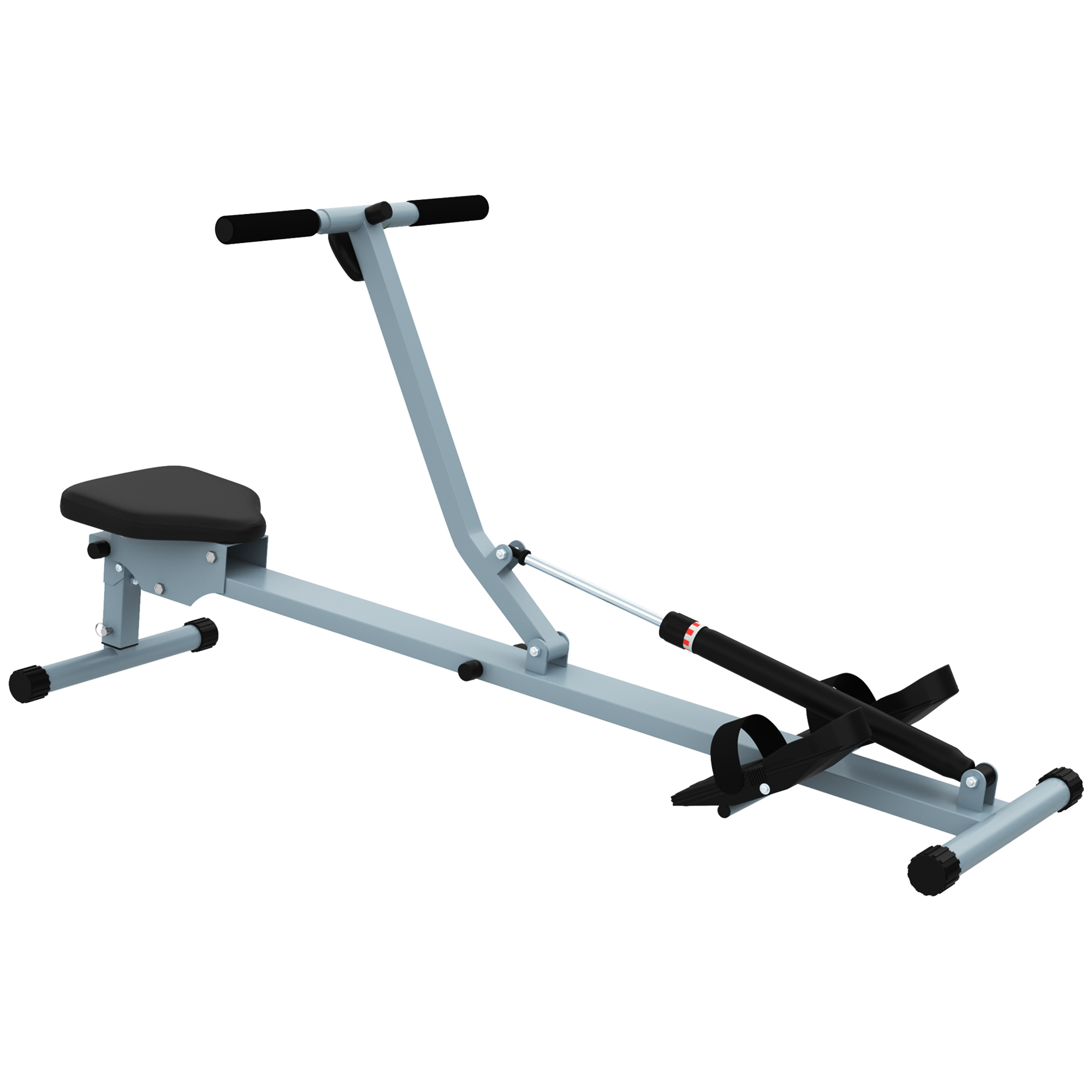HOMCOM Rudergerät Rudermaschine mit LCD Fitnessgerät Ruderzugmaschine Heimtrainer, mit LCD Display, Stahl+PVC, Grau, 130x47,5x67cm   Aosom