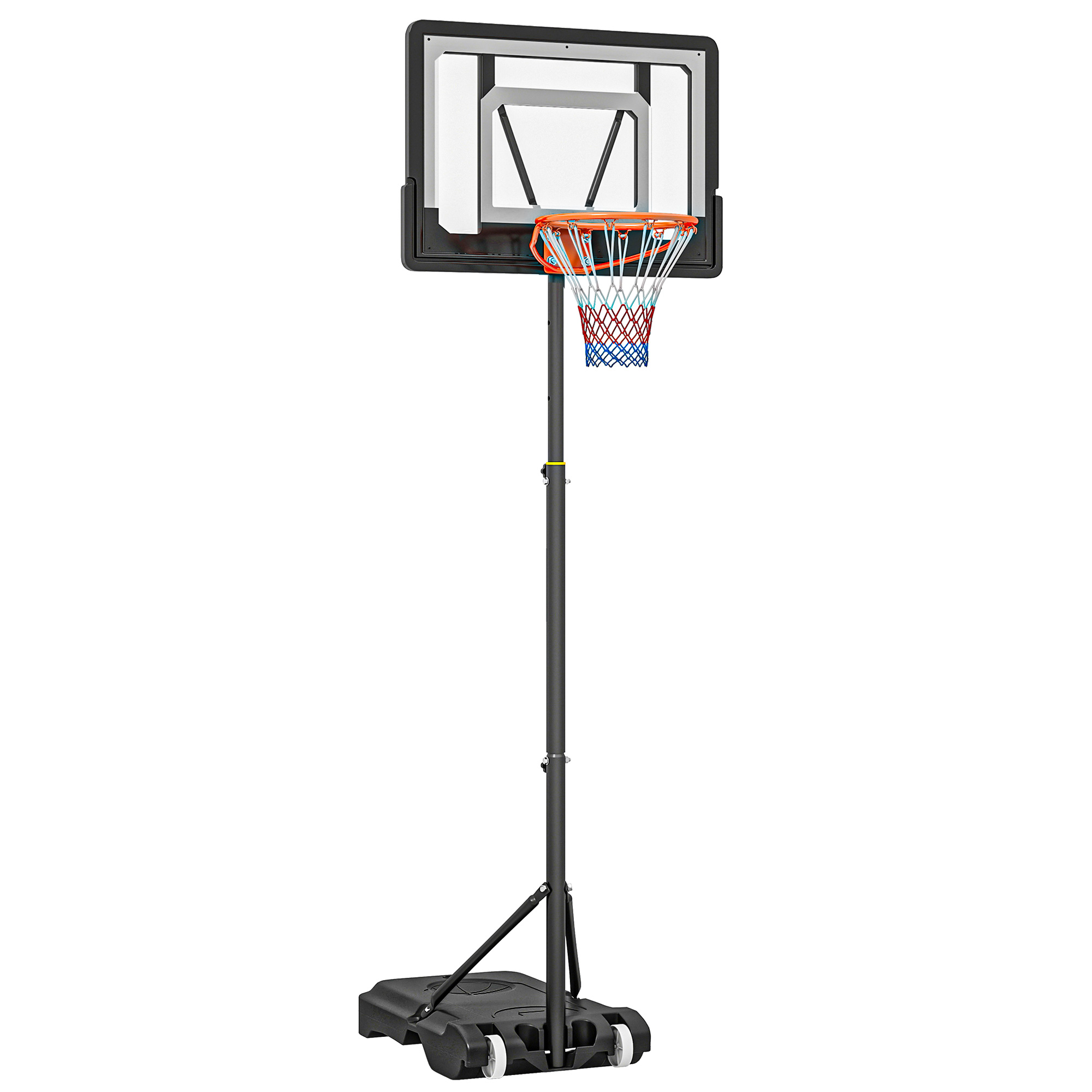 HOMCOM Basketballkorb für draußen  Höhenverstellbarer Basketballständer für Kinder mit Rädern, Schwarz, 83 x 75 x 206-260 cm  Aosom