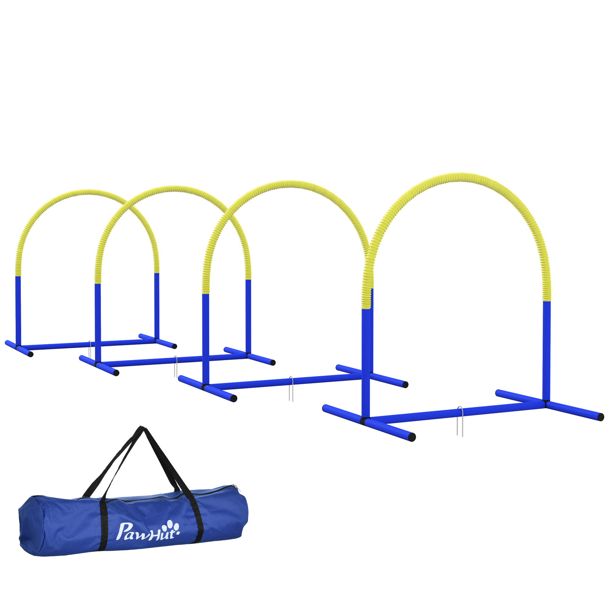 PawHut Agility-Set für Hunde 4-teilig, 88 x 64 x 95 cm, mit Tragetasche, tragbar, ideal für junge & ältere Hunde, PE & ABS, Gelb   Aosom.de