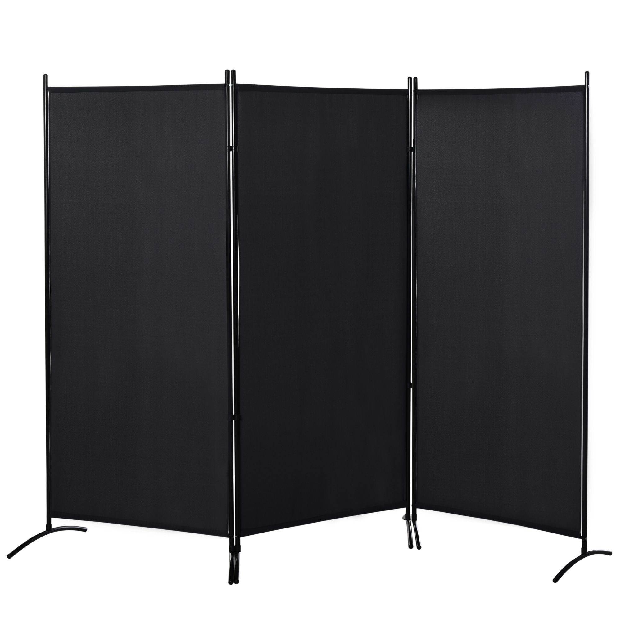 HOMCOM Paravent 3-teilig 253 x 182 cm Raumteiler Raumtrenner, Faltbar Trennwand Sichtschutz Stellwand für Wohnzimmer Schwarz   Aosom