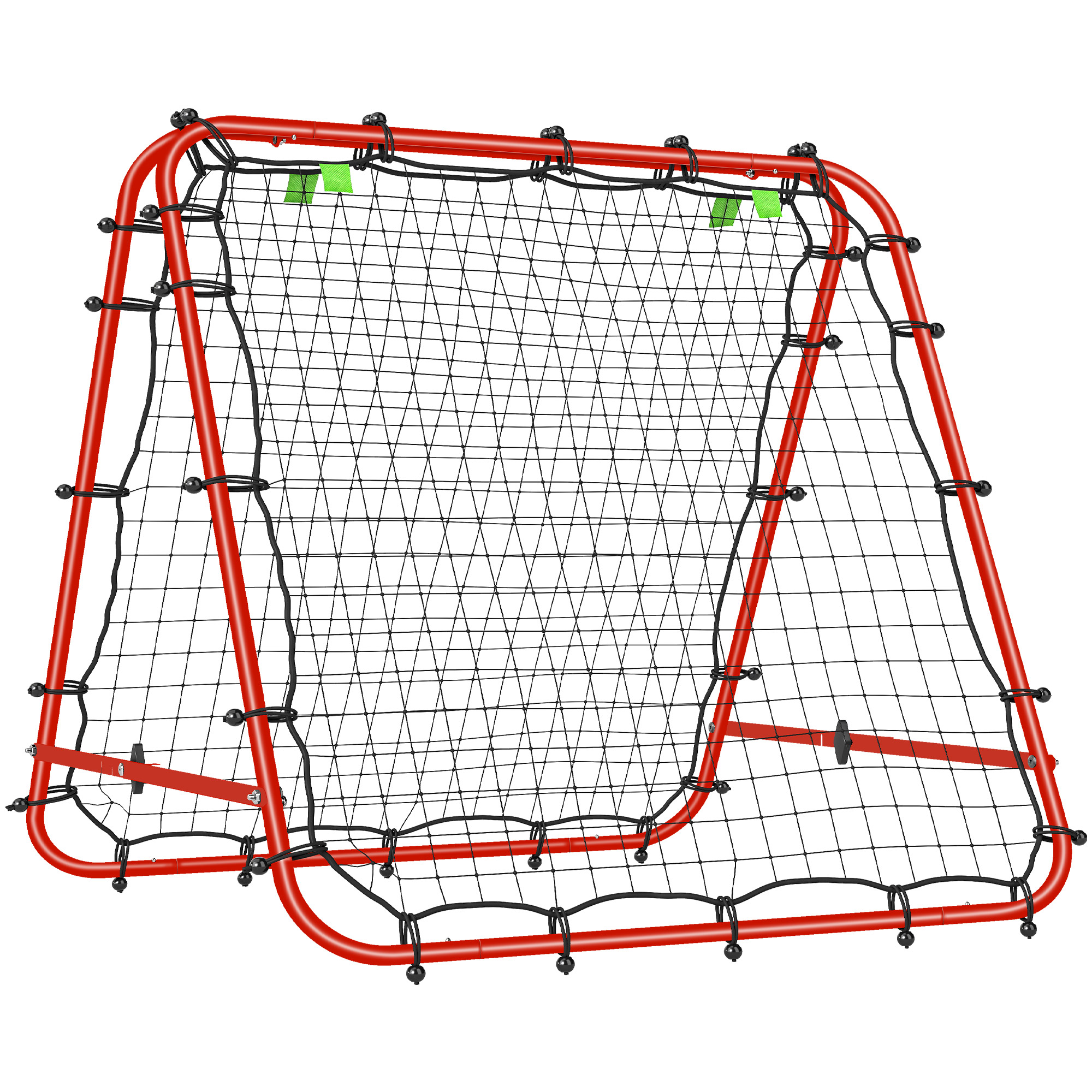 HOMCOM Fußball Rebounder Kickback Tor Rückprallwand Netz beidseitiger Rückprall Verstellbar in 5 Stufen für Fußball Training Stahl Rot 100 x 95 x 90 cm   Aosom
