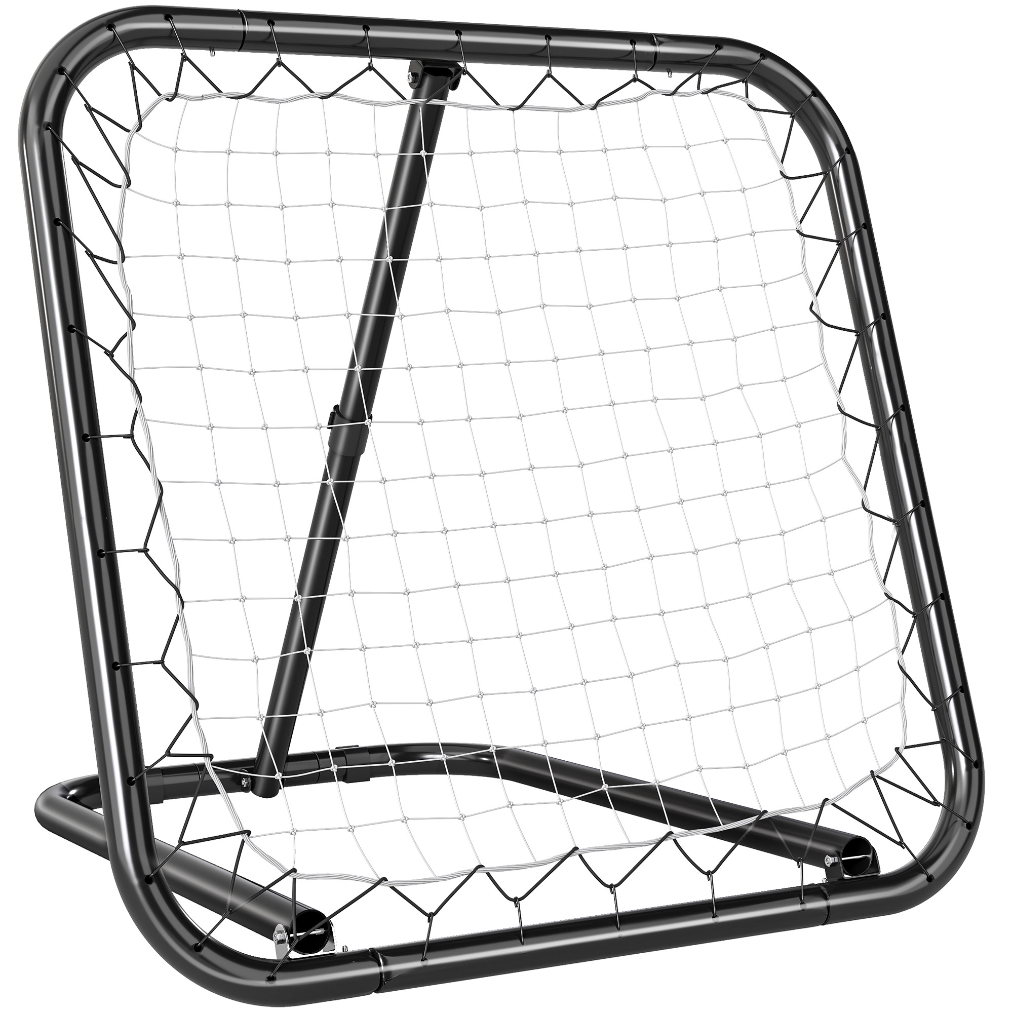 HOMCOM Fußball Rebounder klappbar Kickback Tor Rückprallwand 5 Stufen für Baseball & Basketball, Metall Schwarz 78x84x65-78cm Aosom.de