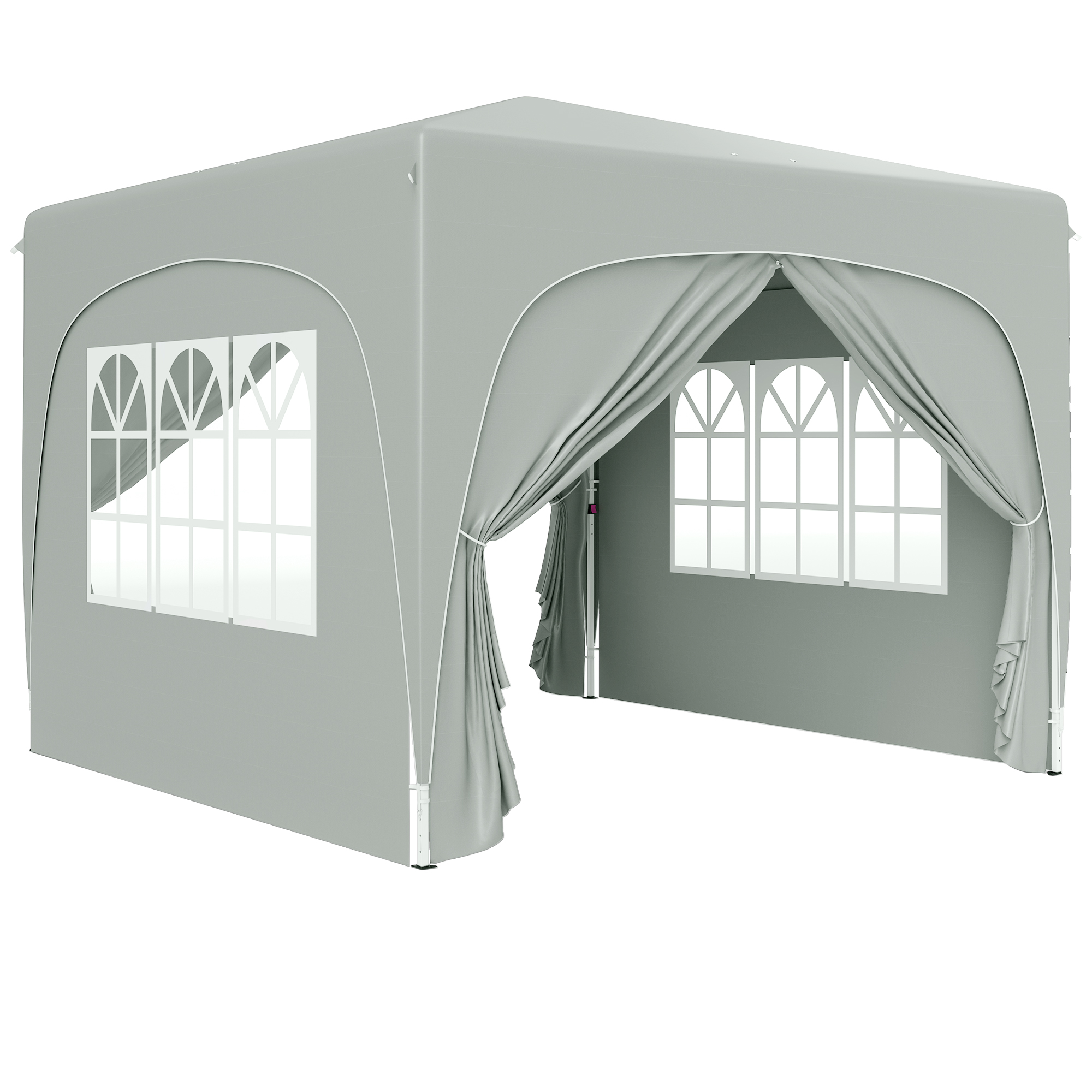 Outsunny Pavillon 3x3m, wasserabweisend Stabil Winterfest Pop-up Faltpavillon, UV Schutz 50+, Faltbar Partyzelt Gartenzelt mit 4 Seitenteilen Tasche Gartenpavillon für Camping Garten, Hellgrau   Aosom