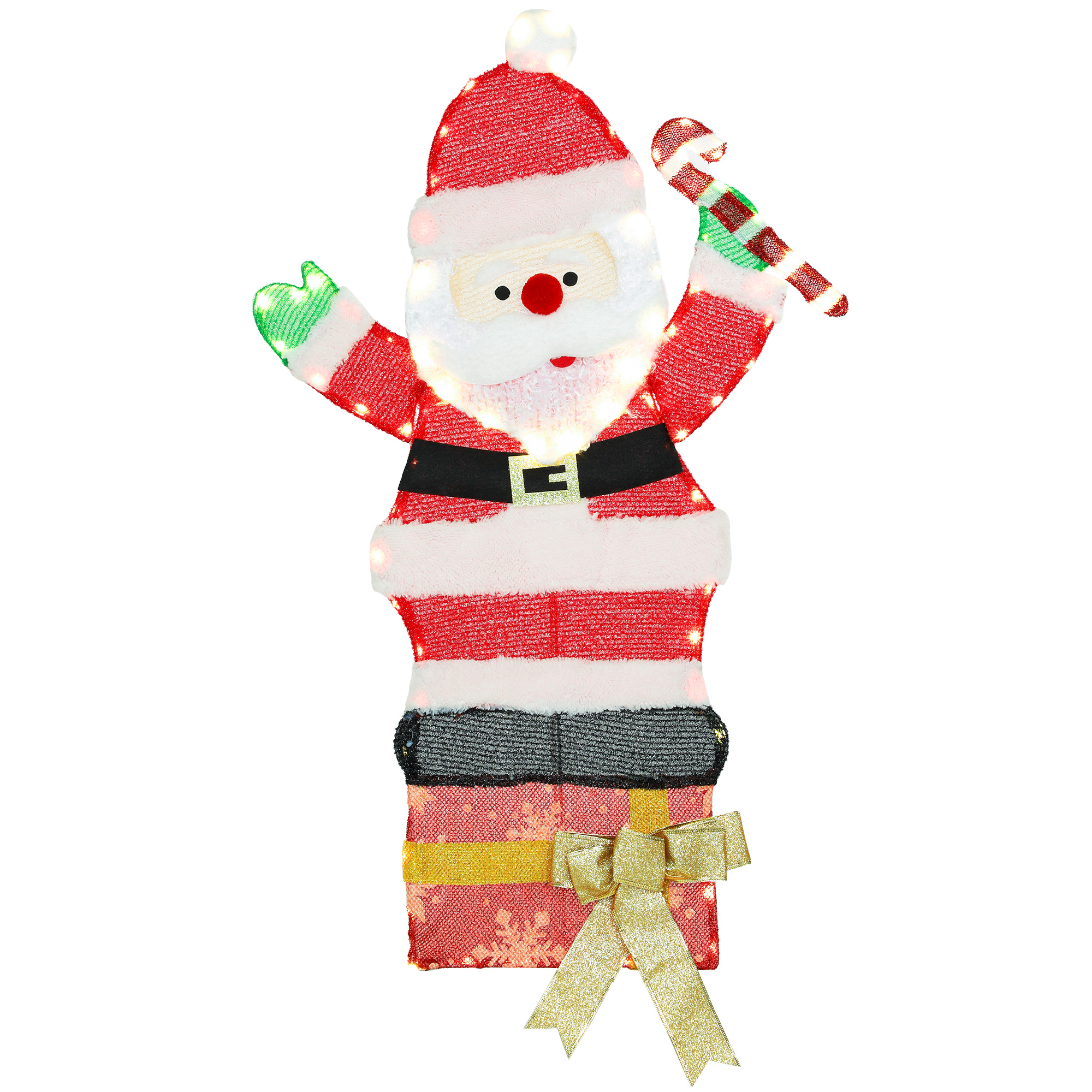 Outsunny 97er LED Weihnachtsdeko, Weihnachten Weihnachtsmann, Weihnachtsbeleuchtung in warmweiß, Stahlrahmen, für Indoor, Outdoor, Mehrfarbig   Aosom