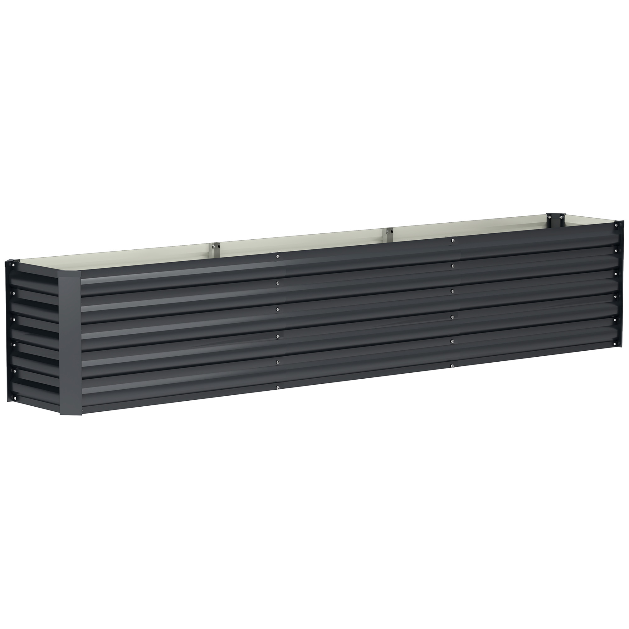 Outsunny Hochbeet, erhöhtes Hochbeet aus galvanisiertem Stahl, Stützstreben und Eckplatten, offener Boden, Beetkasten für Pflanzen, Gemüse, Blumen, 240 x 40 x 45 cm, dunkelgrau   Aosom