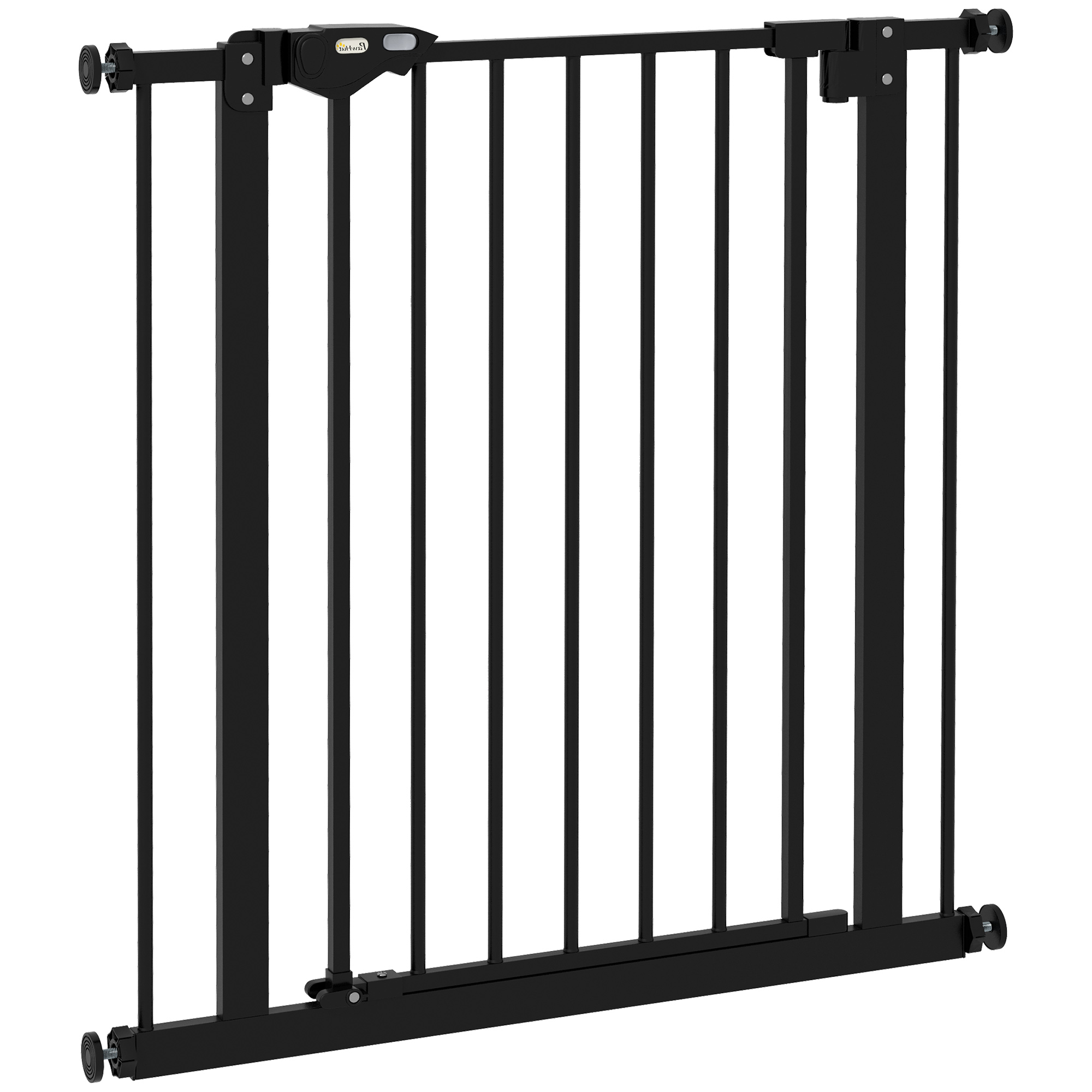 PawHut Türschutzgitter Hunde, Absperrgitter, 74-80 cm, Treppenschutzgitter für Haustier, Hundegitter inkl. verschiedene Verlängerungen, Schutzgitter ohne Bohren, Metall, Kunststoff, Schwarz   Aosom