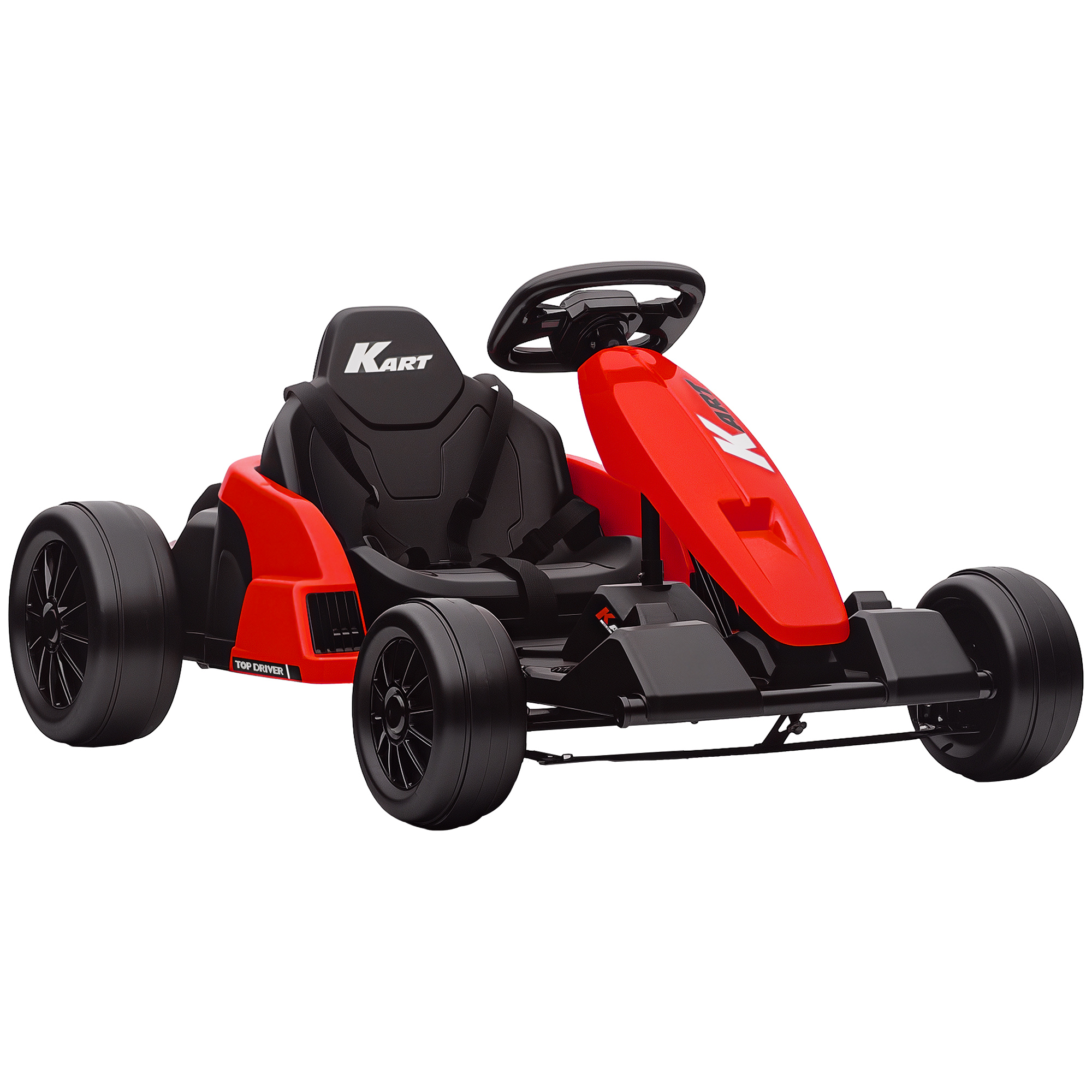 AIYAPLAY Kinder Elektro Gokart 24 V 6-18km/h Drift Kart mit 2 Motorn, Driftmodus, Verstellbarer Sitz, Go Kart mit MP3 Musik, USB-Anschluss, Hupe, Sanft Start Kinderfahrzeug für 6-12 Jahre Rot   Aosom