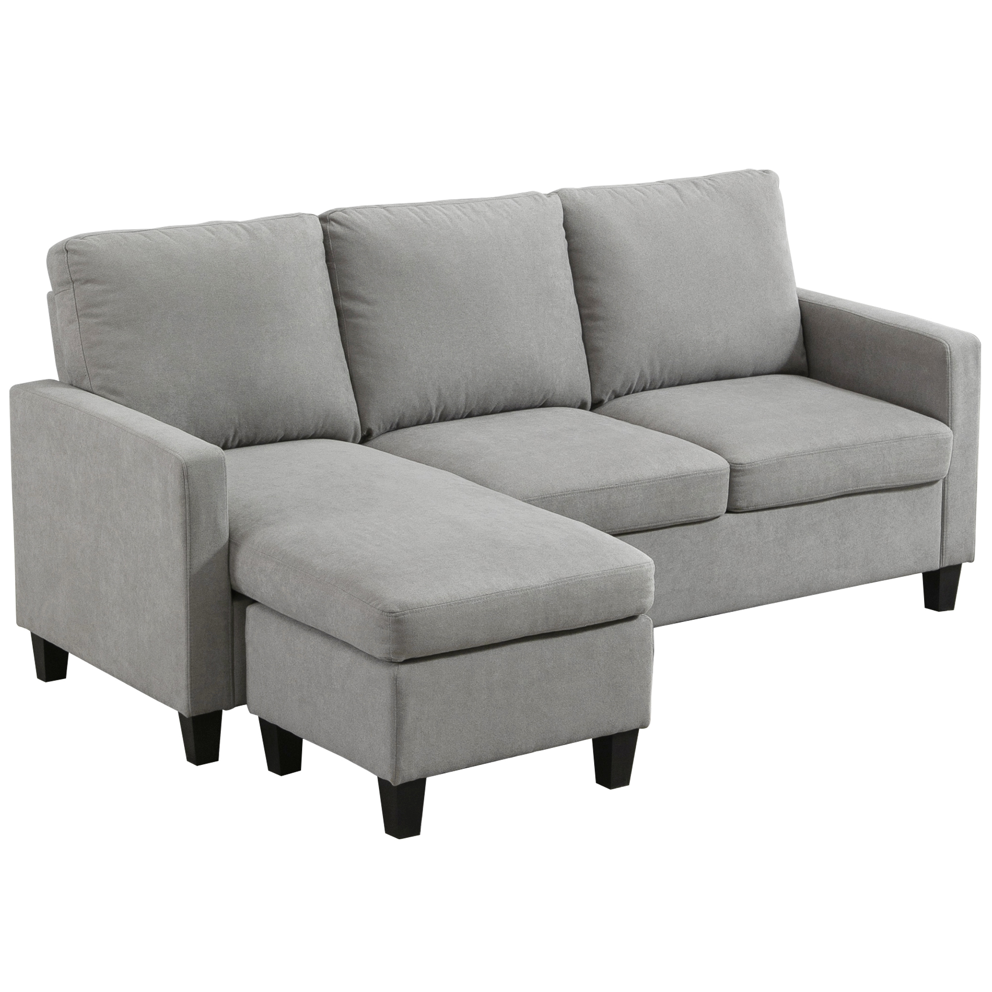 HOMCOM Ecksofa Couch mit Wendbar Chaiselongue 3 Sitzer Sofa L Form Gepolsterte Eckcouch für Wohnzimmer, Schlafzimmer, 197 x 139 x 91 cm Hellgrau Aosom