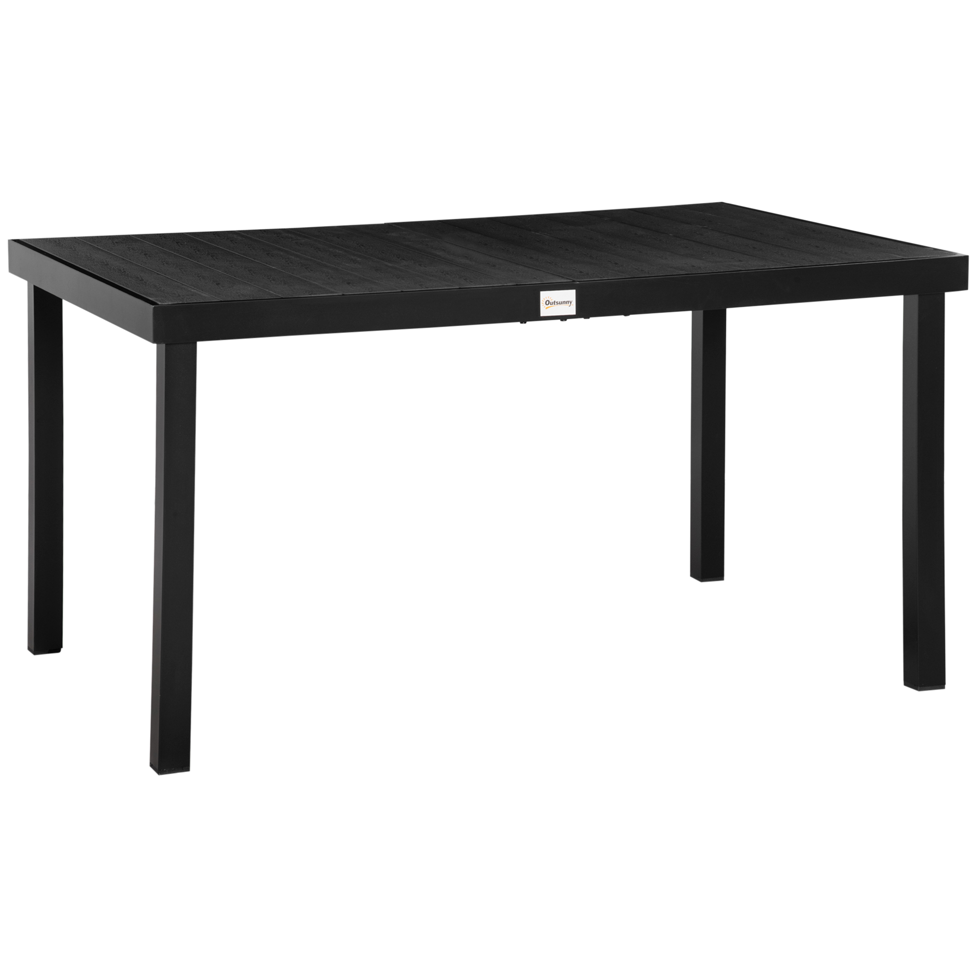 Outsunny Gartentisch für 6 Personen Esstisch aus pflegeleichtem Aluminium und Kunststoff in Schwarz 140x90x74cm für Terrasse & Gartenmöbel   Aosom.de