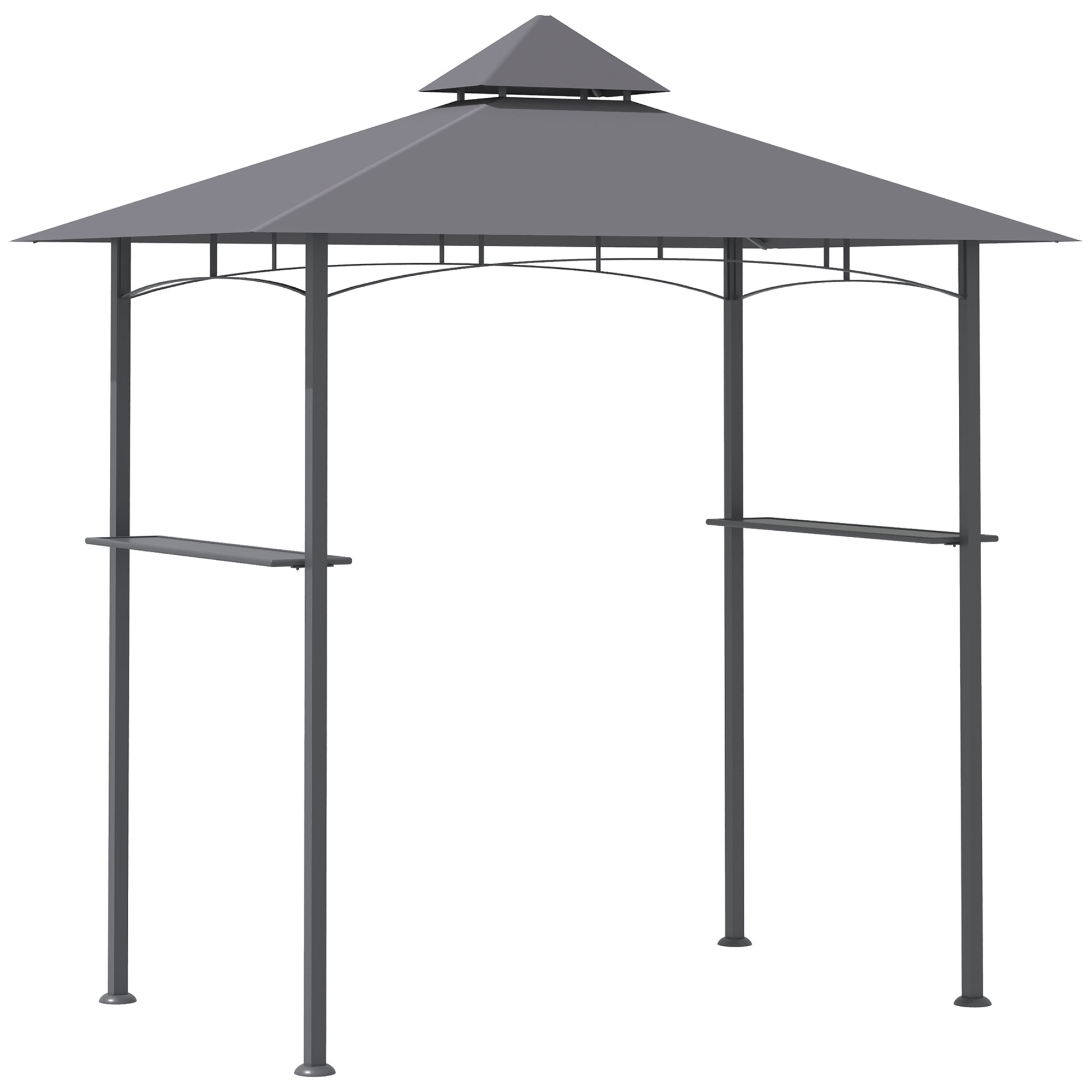 Outsunny Grillpavillon Gartenzelt flammhemmendes Doppeldach grau 245x148x252cm ideal für Balkon & Garten   Aosom.de