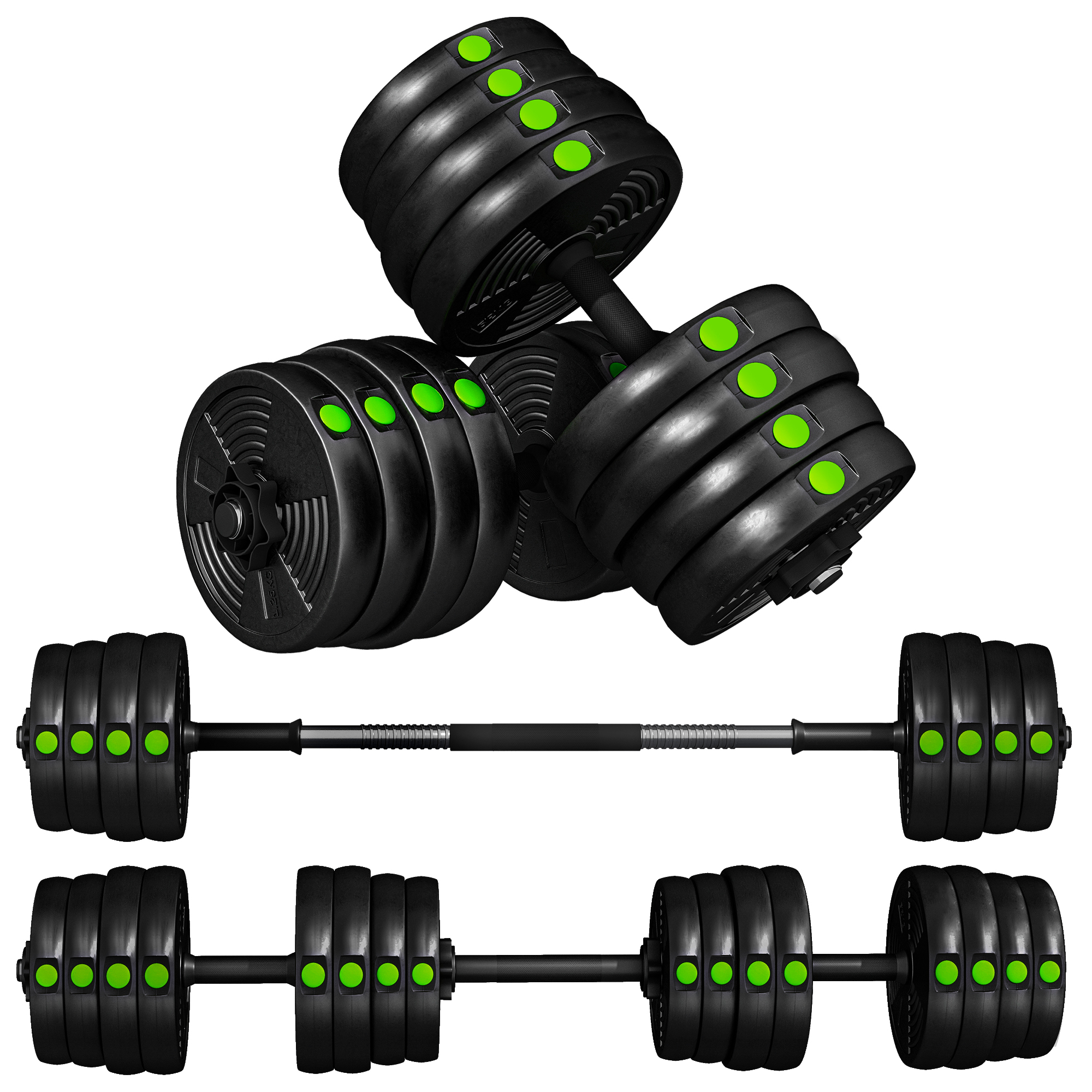 SPORTNOW 2-in-1 Hantel Set, 30 kg verstellbar Dumbbell Set mit 16 Hantelscheiben, bodenschonend für Krafttraining, Fitness, Gewichtheben, Schwarz   Aosom