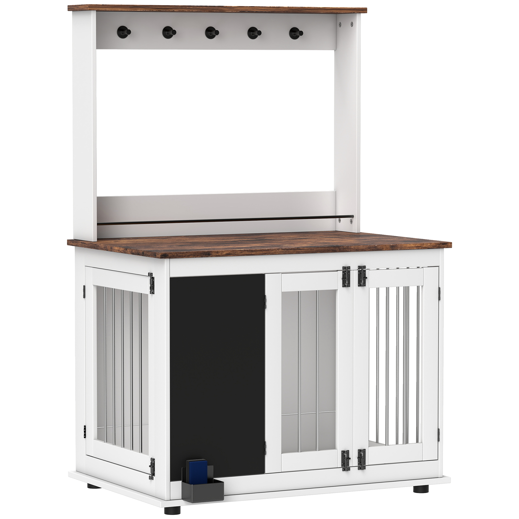 PawHut Hundekäfig für Zuhause, Hundebox mit 3 Türen, Aufbewahrungsregal für Spielzeug, Hundehaus mit Haken, Schreibtafel, Radiergummi, für große Hunde, Weiß   Aosom