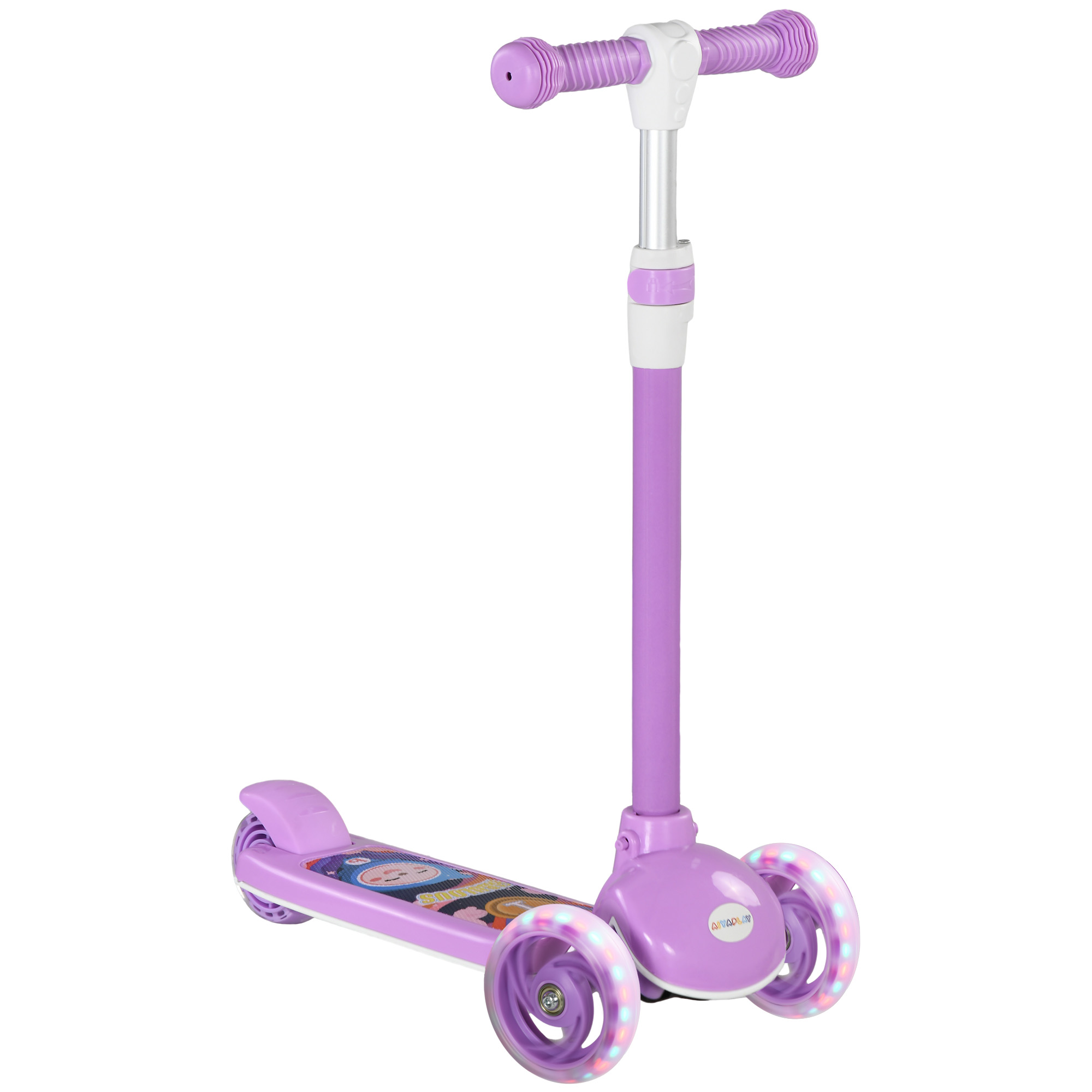 AIYAPLAY Roller Kinder Scooter mit LED Rädern 120 mm Rollen Aluminium-Roller klappbarer Kinderroller Höhenverstellbarer Tretroller Kickscooter für Kinder 2-6 Jahre Dreiradscooter   Aosom
