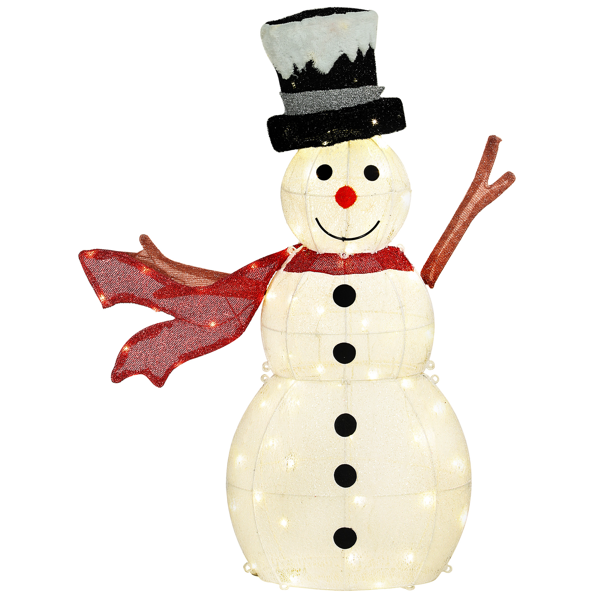 Outsunny 78er LED Weihnachtsdeko, Weihnachten Schneemann, Weihnachtsbeleuchtung in warmweiß, Stahlrahmen, für Indoor, Outdoor, Mehrfarbig   Aosom