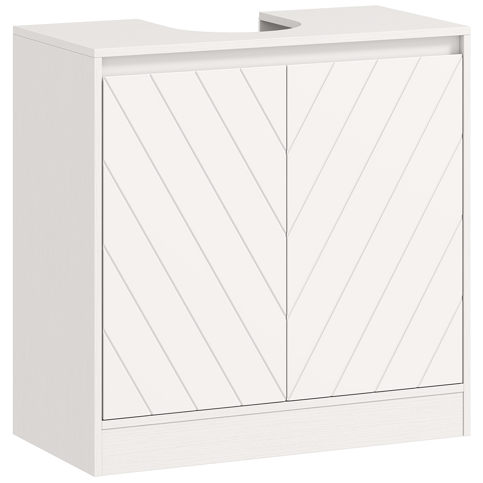 HOMCOM Waschbecken-Unterschrank, Badezimmerschrank mit 2 Türen und höhenverstellbarem Einlegeboden, Schrank für Waschbecken mit oder ohne Sockel, Vintage-Stil, 60x30x59,8 cm, Weiß   Aosom